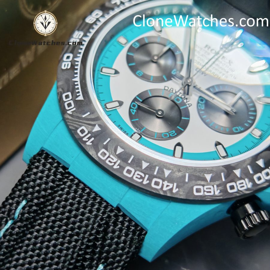 Modified Super Clone Watches 1:1 DiW Rolex Daytona Quartz Fiber CELESTE INVERT