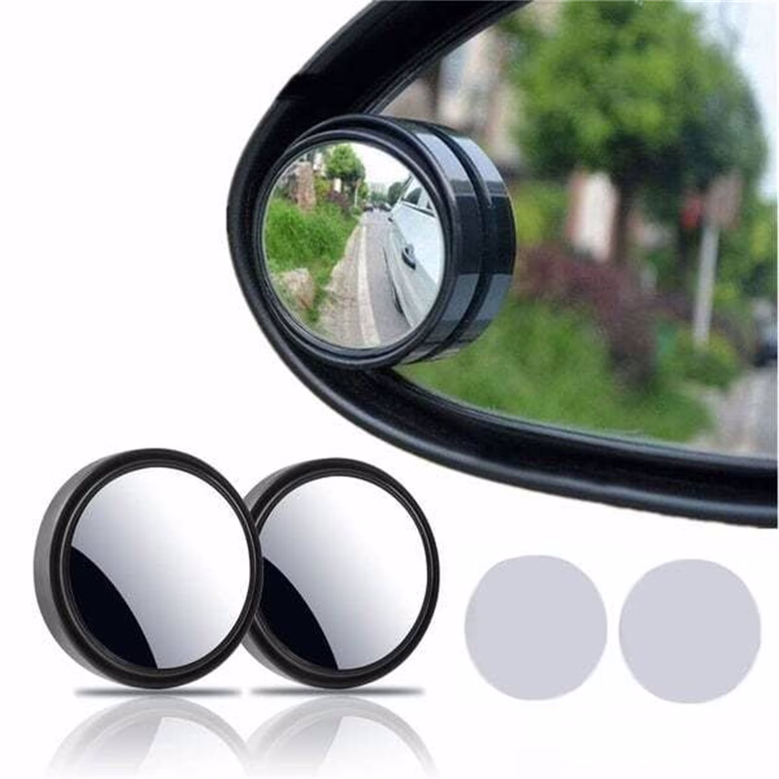 Small Round Mirror Rear View Mirror For Car - Rearview Mirror Car Reverser Blind Aid 360 Degree Reflector Adjustable Wide Angle Hd Paste