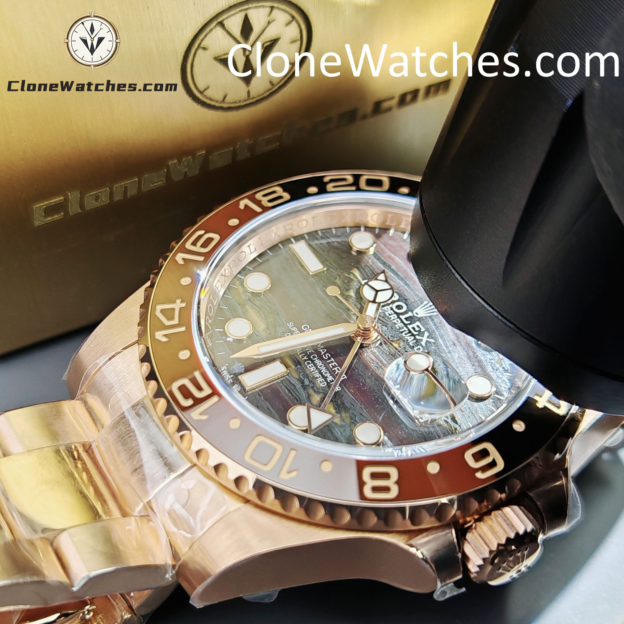 Rolex Super Clone Watches 1:1 GMT-Master II Rose Gold M126715CHNR-0002 Oyster 3285 Movement