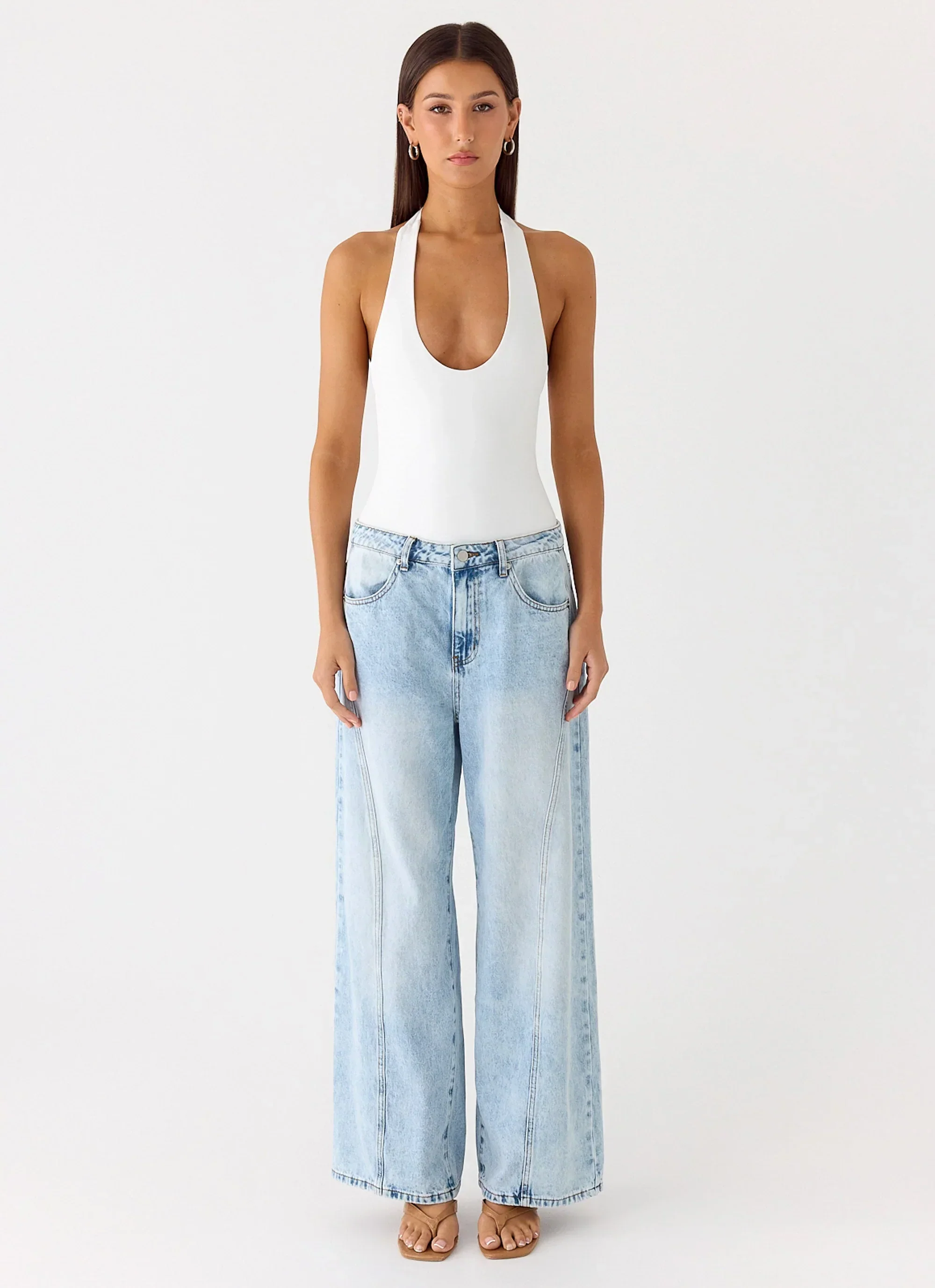 Set The Scene Halter Bodysuit - White