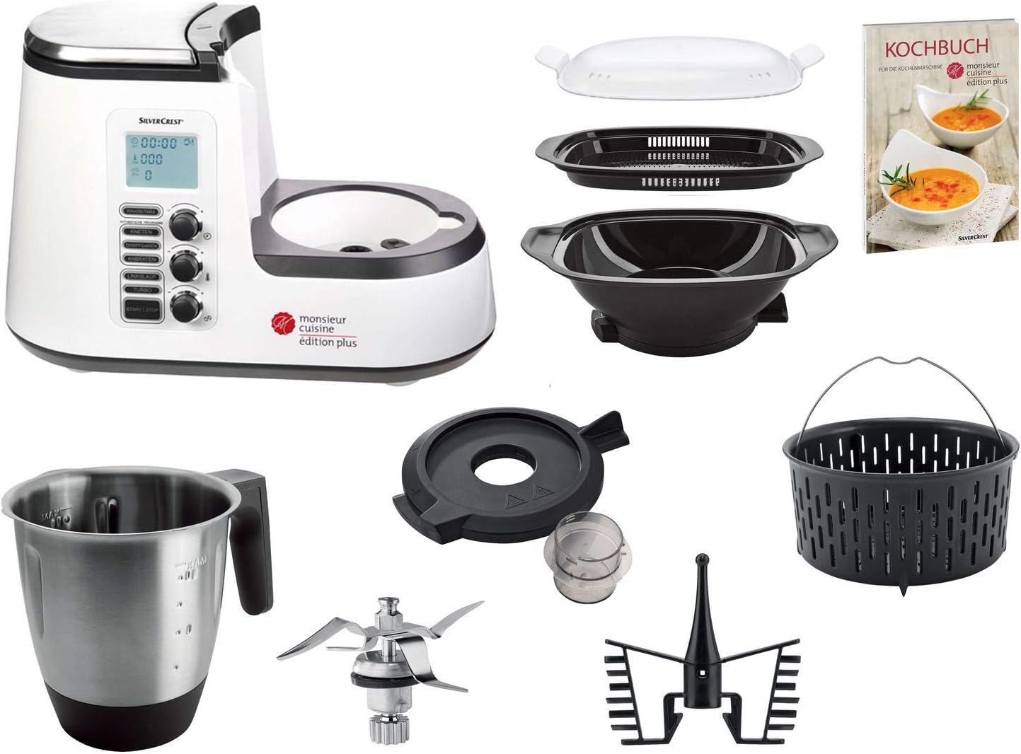 Robot cuisine multifonction accessoires lavables noir argent