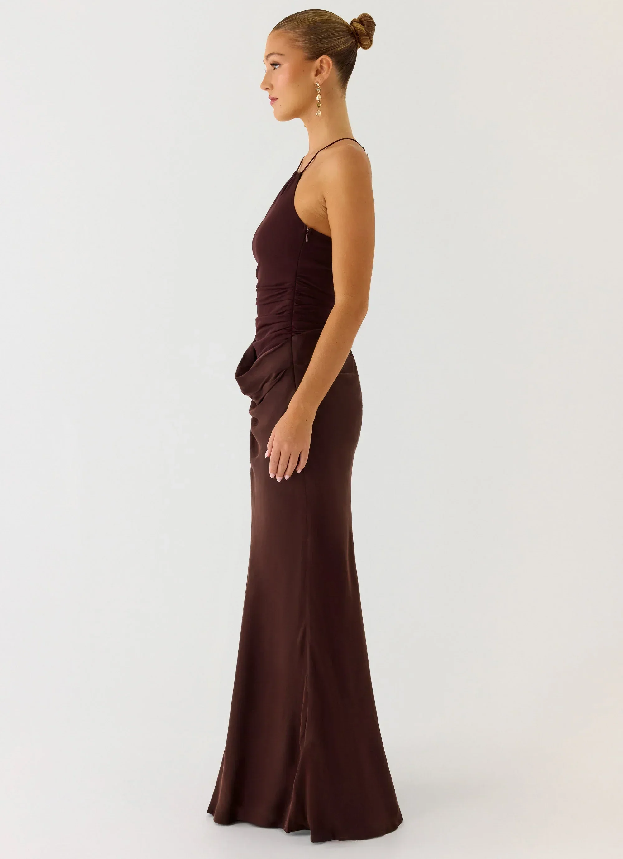 Pristin Cupro Maxi Dress - Cool Chocolate