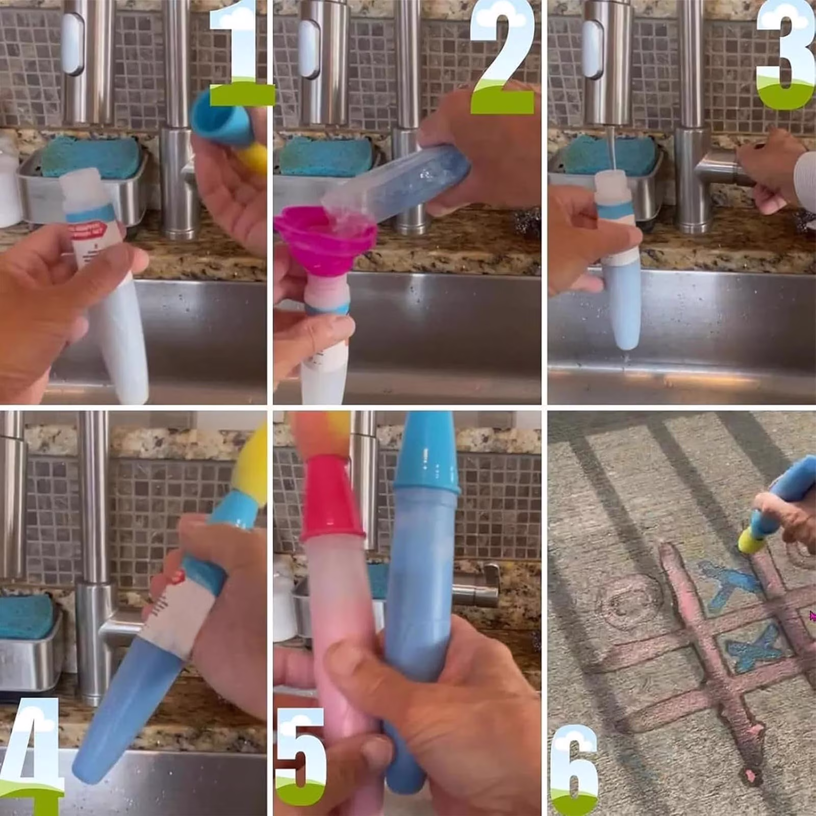 Sidewalk Chalk Paint Brush Red/Green/Blue Paint Brush Chalk Set