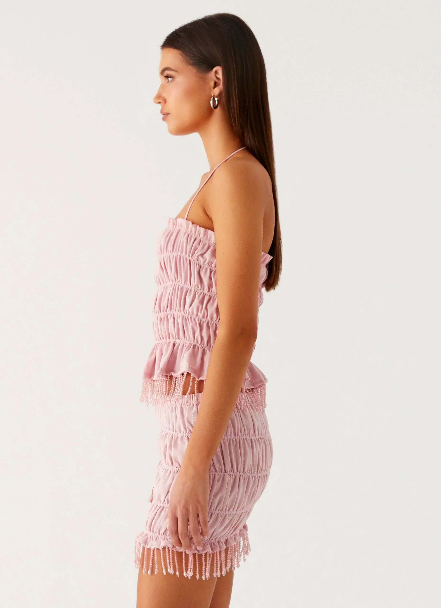 Shari Beaded Halter Top - Pink