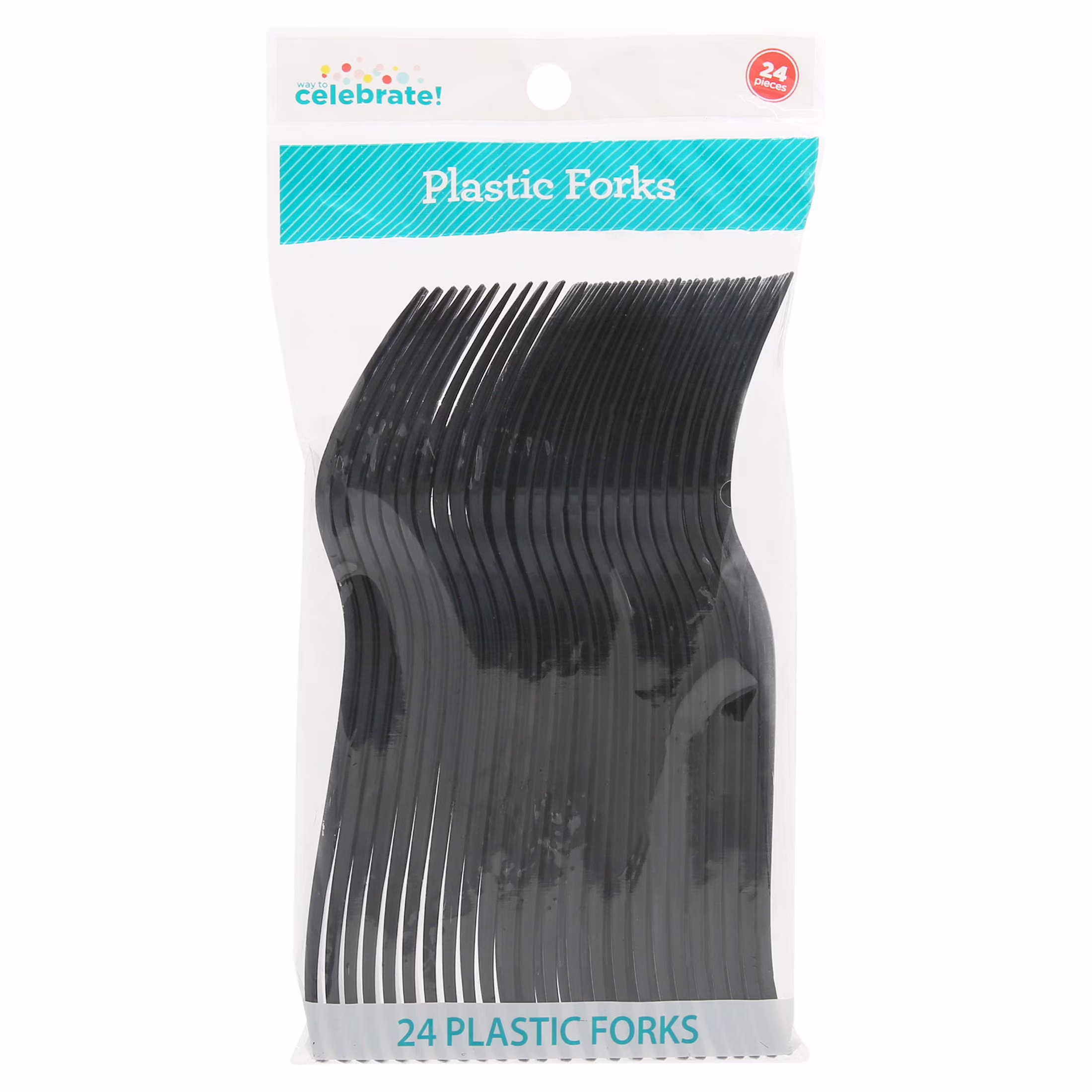 24 Count Black Disposable Plastic Forks by Way To Celebrate