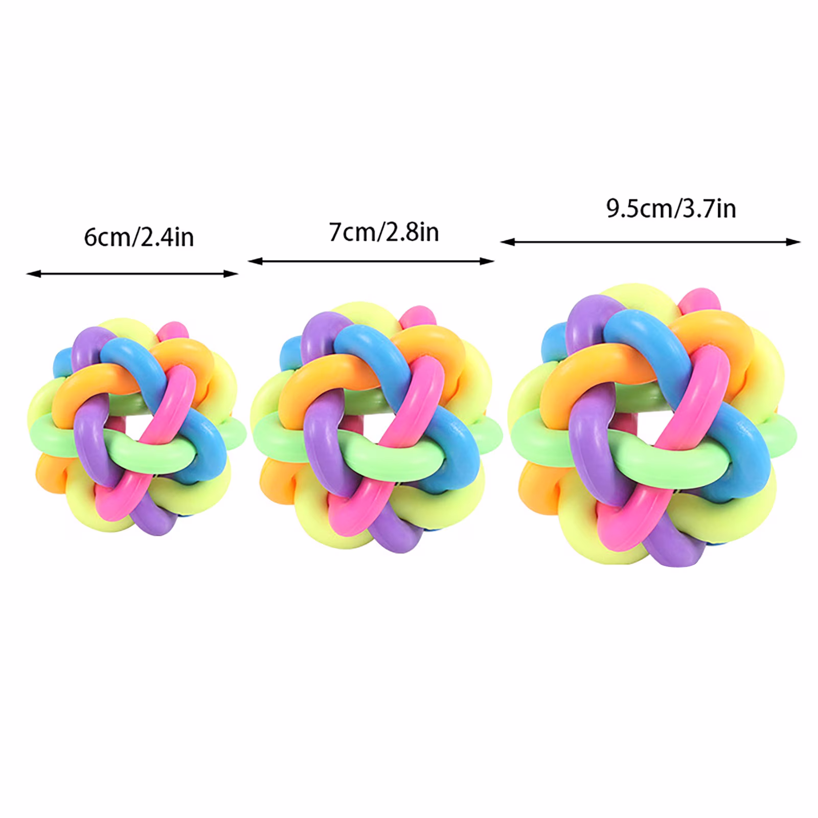 Dog Toy, Teething Ring Rubber Ball Woven Bell, Colorful Bell Ball Small, Medium And Large Size 3 Toy, Resistant Toy,Pet Toys for Self Play,Gifts for Pets and Pet Lovers(A)