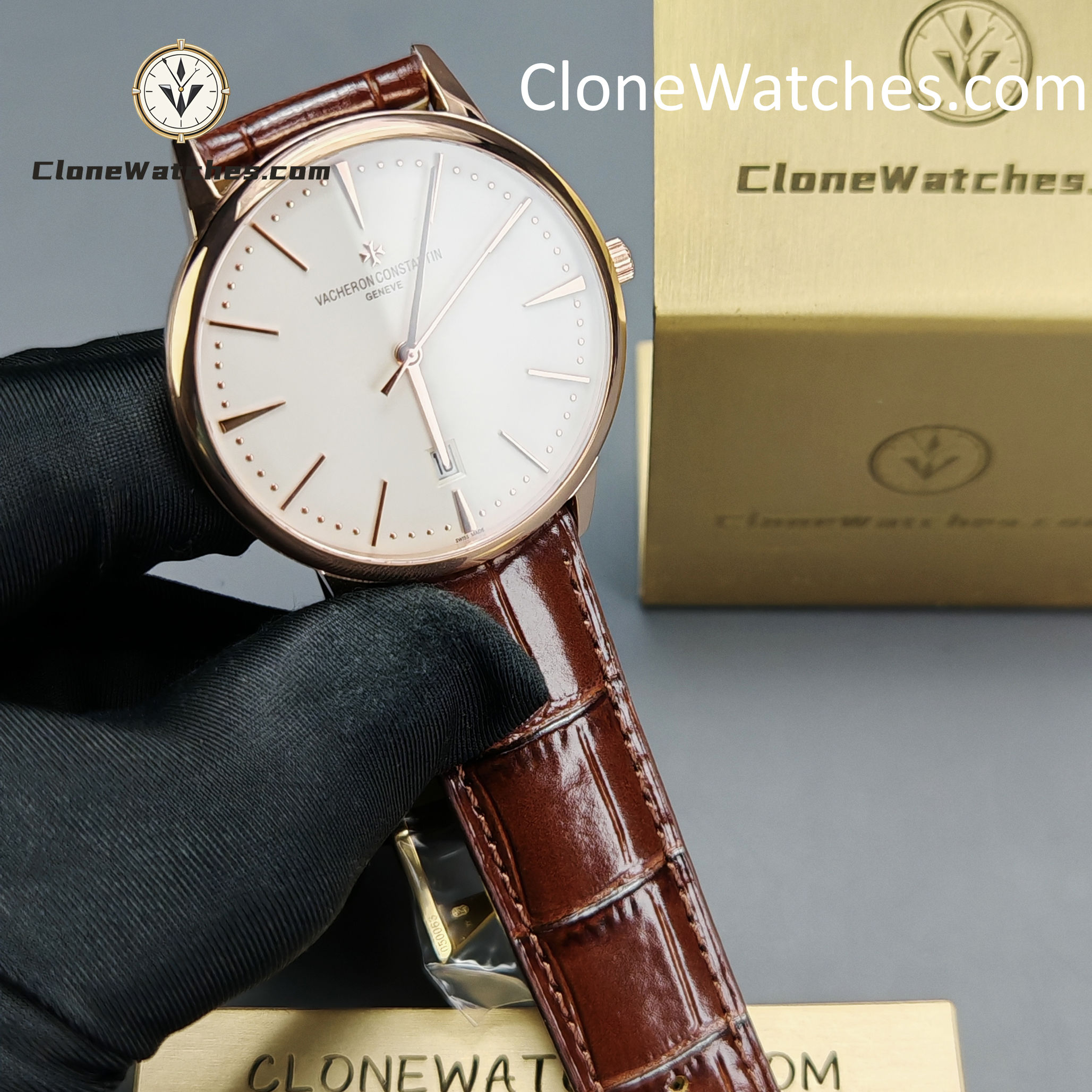 Vacheron Constantin Super Clone Watches 1:1 Patrimony Rose Gold 85180/000R-9248 White Dial