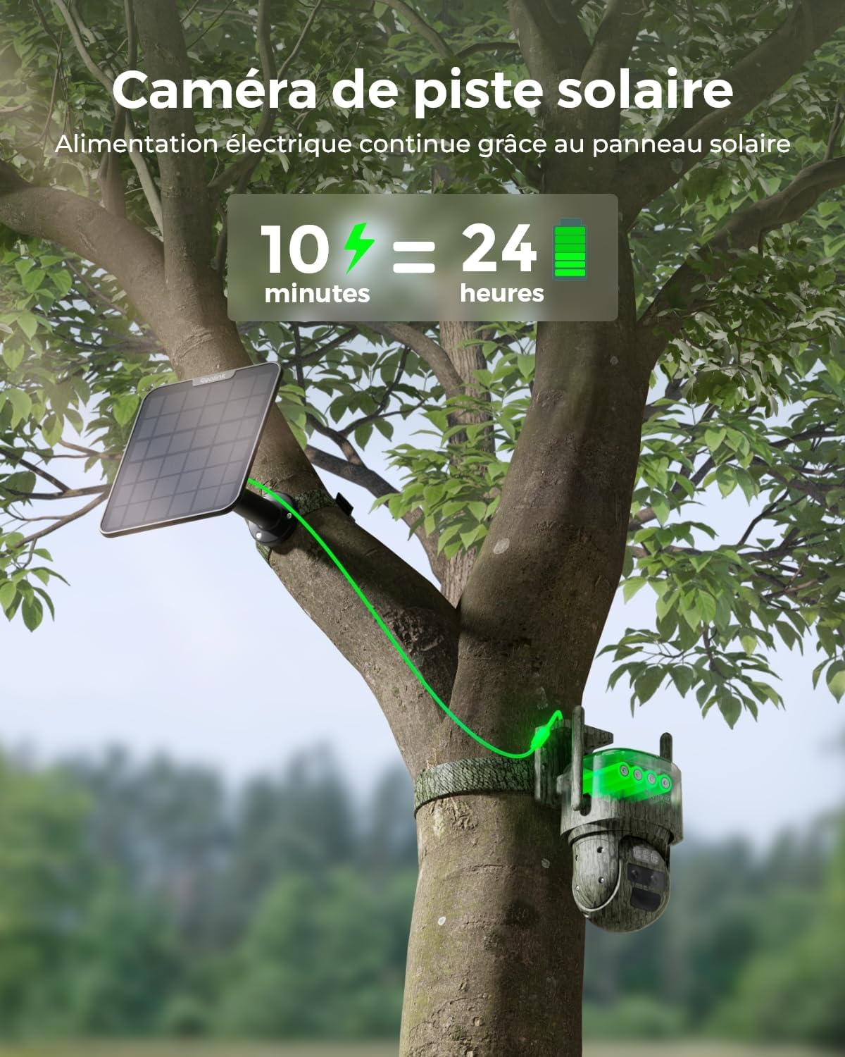 Caméra surveillance 4K double objectif 4G LTE PTZ zoom 6X panneau solaire