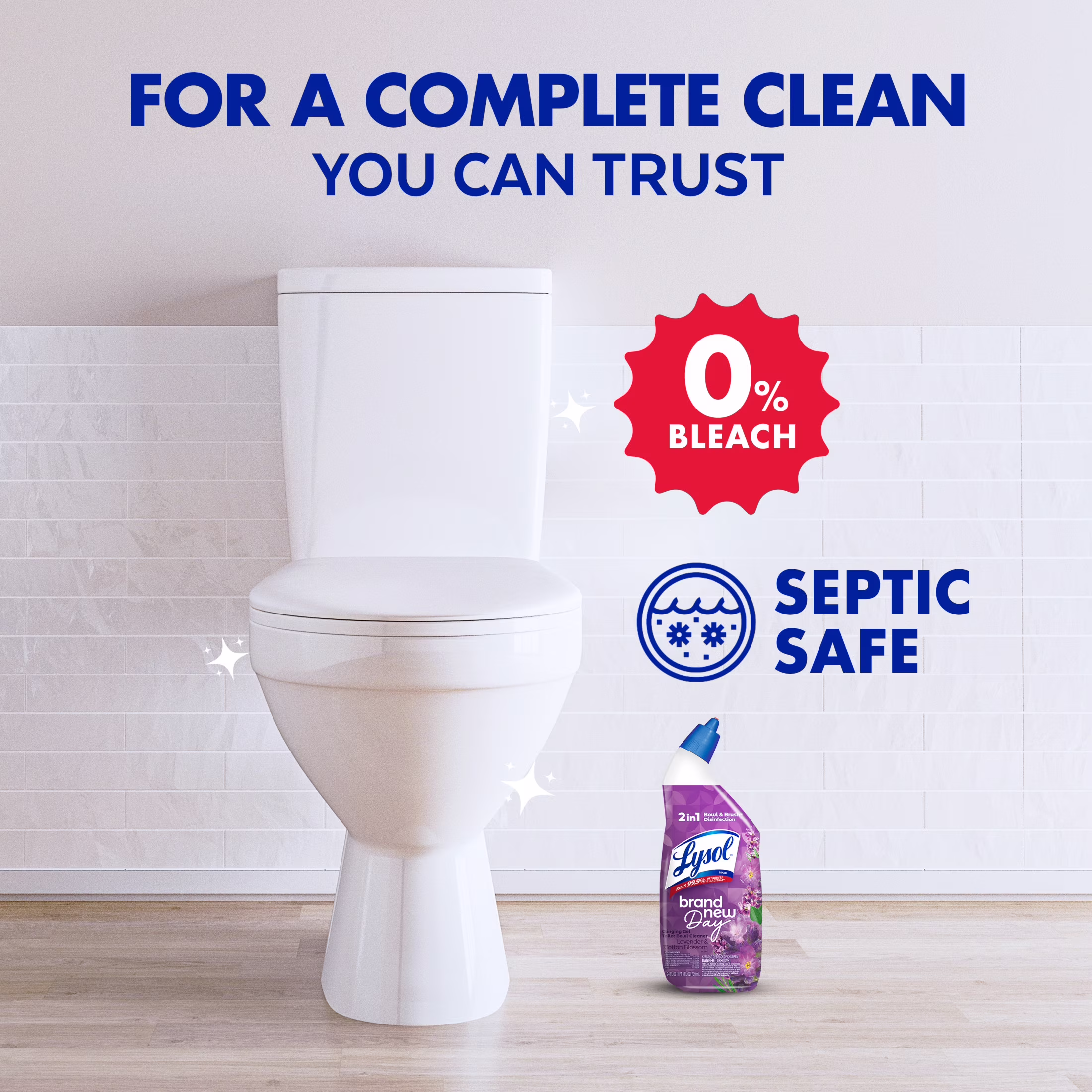 Lysol Toilet Bowl Cleaner Clinging Gel, Disinfecting Bathroom Cleaner and Toilet Bowl Stain Remover, Lavender & Cotton Blossom Scent, 24 fl oz