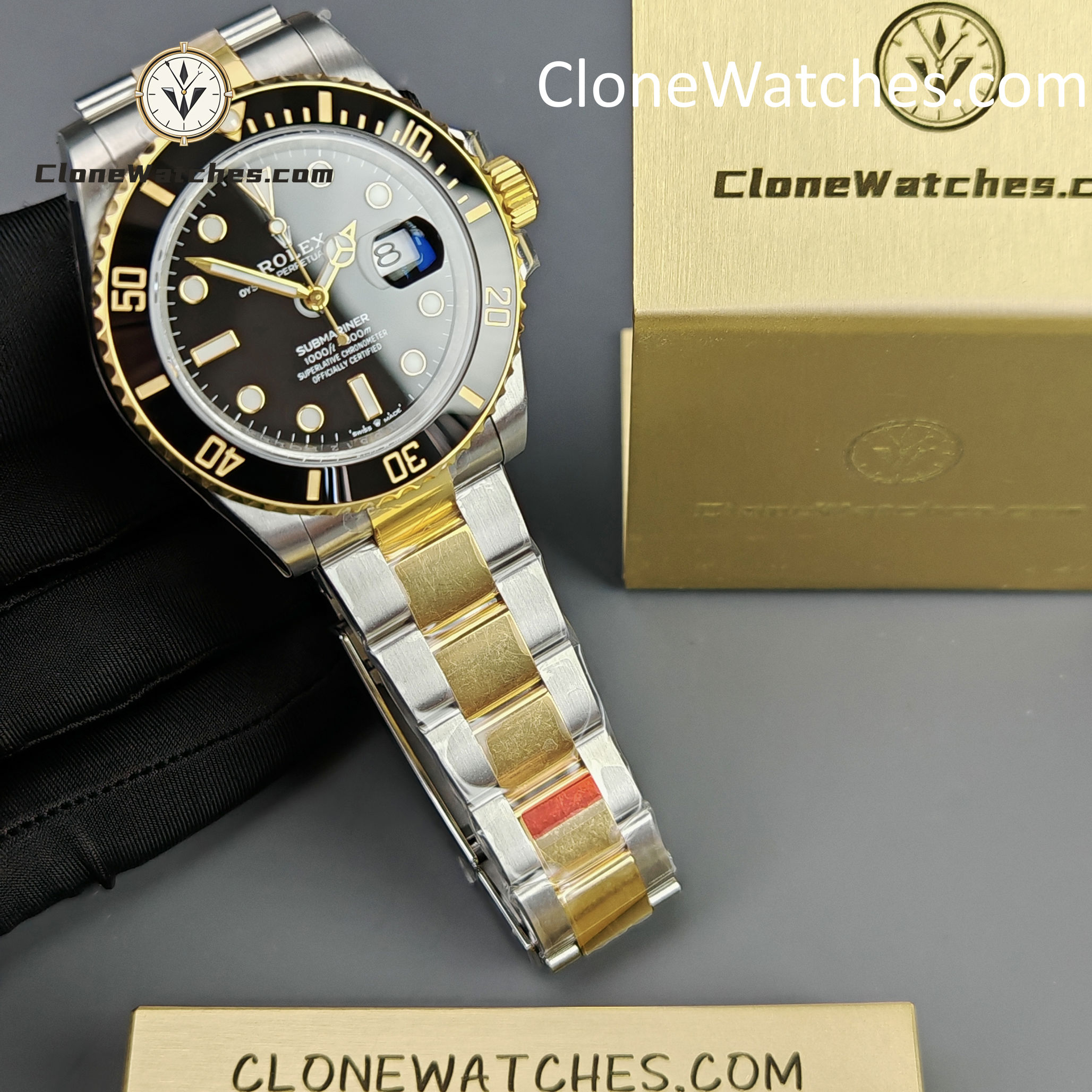 Rolex Super Clone Watches 1:1 Submariner Gold Steel m126613ln-0002 3235 Movement