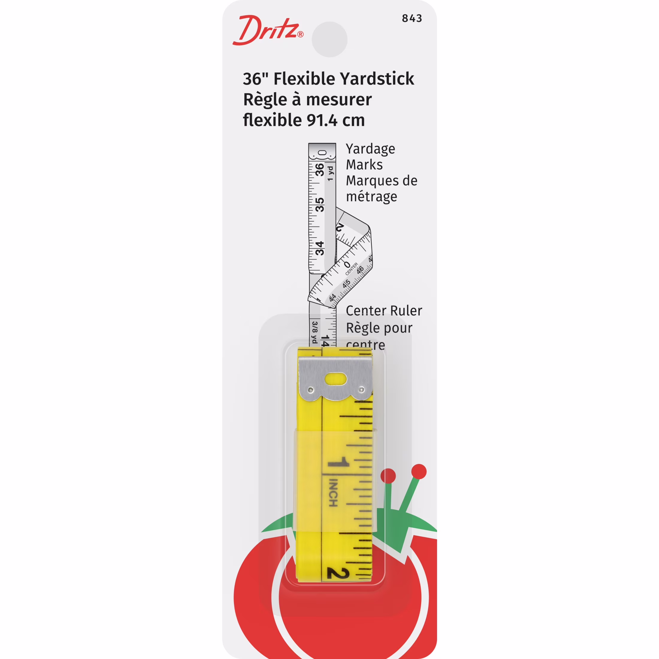 Dritz 5/8" x 36" Flexible Yardstick, Pink and White