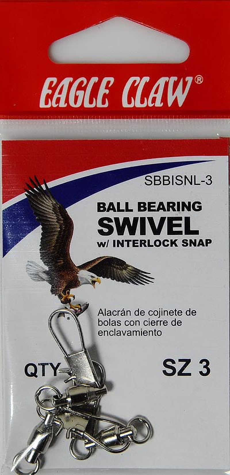 Eagle Claw Ball Bearing Swivel with Interlock Snap, Size 3