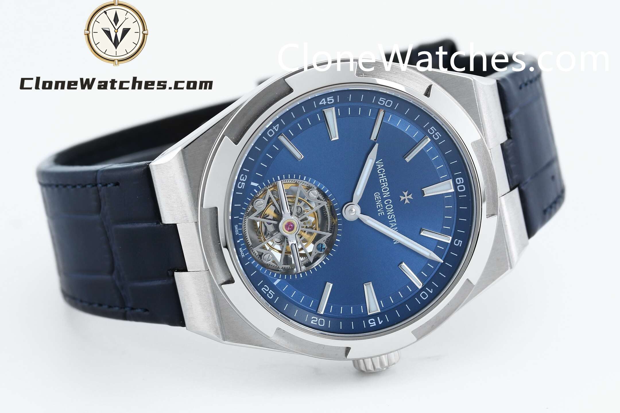 Vacheron Constantin Super Clone Watches 1:1 Overseas Tourbillon 6000V/110A-B544 42.5MM Leather Strap