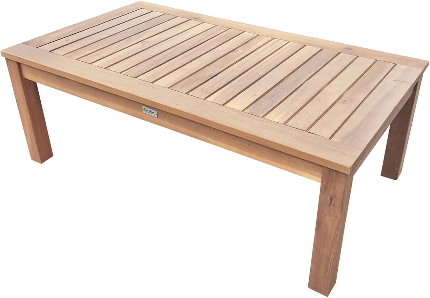 Salon jardin bois 4 places canapé fauteuils table basse acacia coussins vert de gris