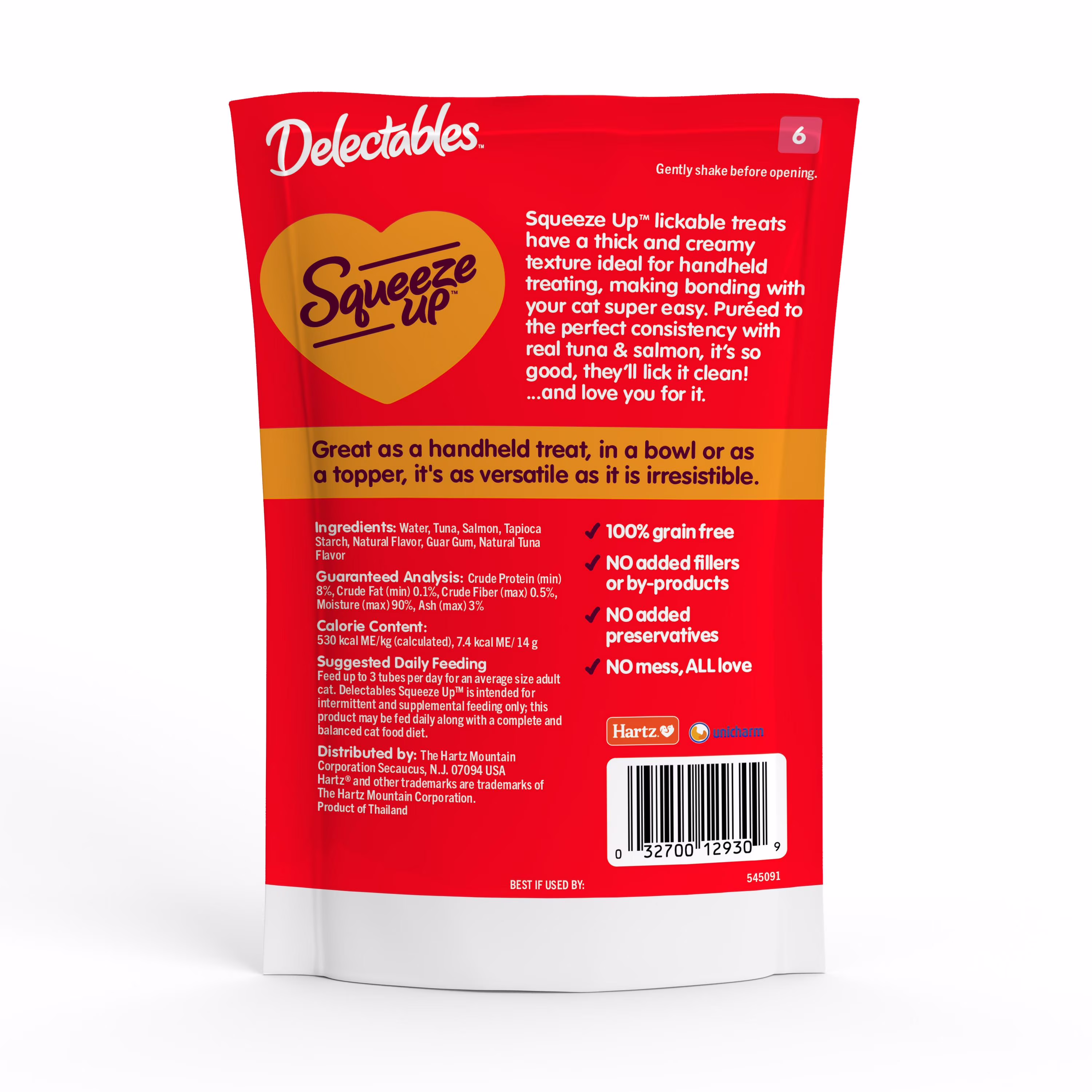 Hartz Delectables Squeeze Up Interactive Lickable Wet Cat Treats Tuna & Salmon, 0.5oz Tube (4 Count)