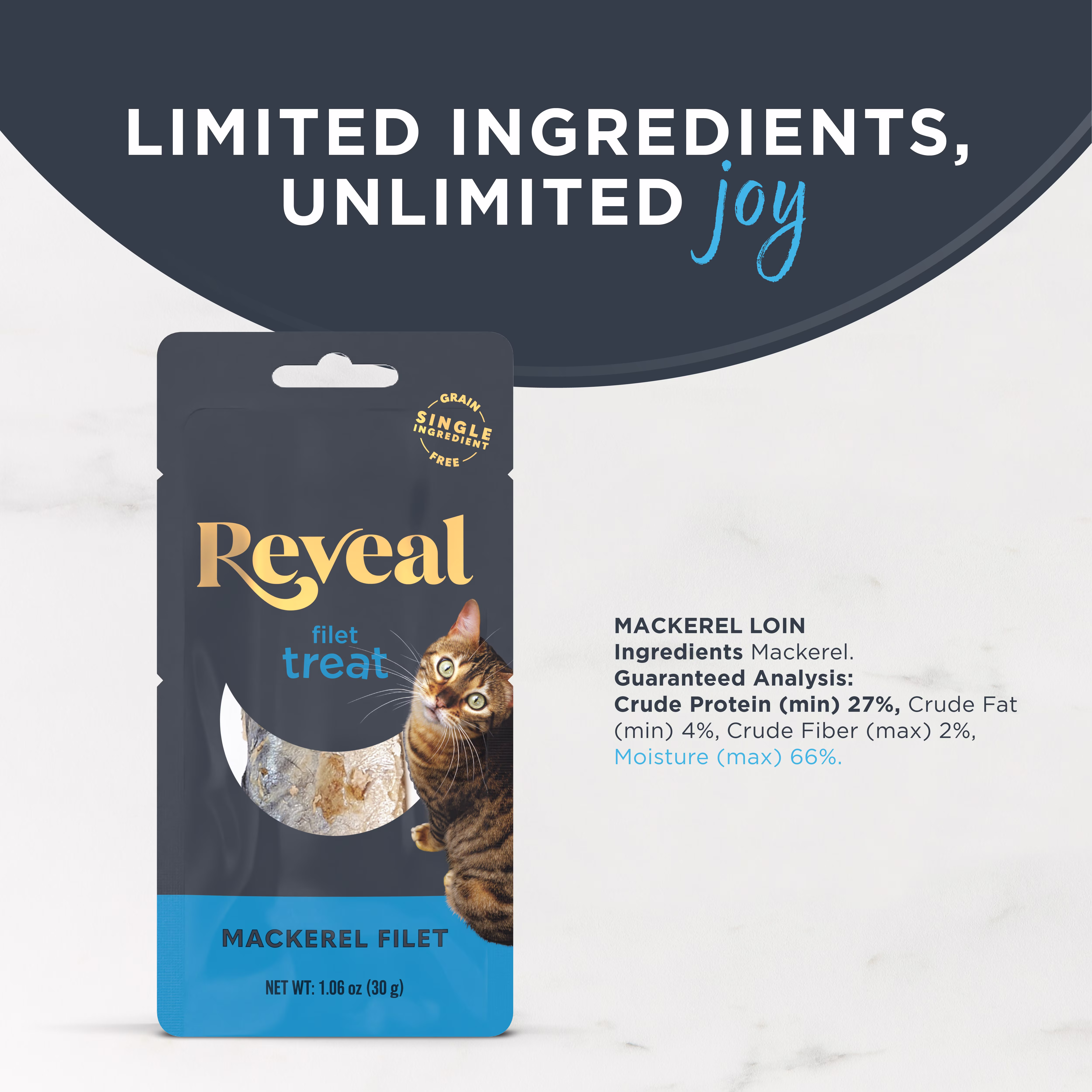 Reveal Pet Food Natural Cat Treats Whole Mackerel Loin 1.06oz