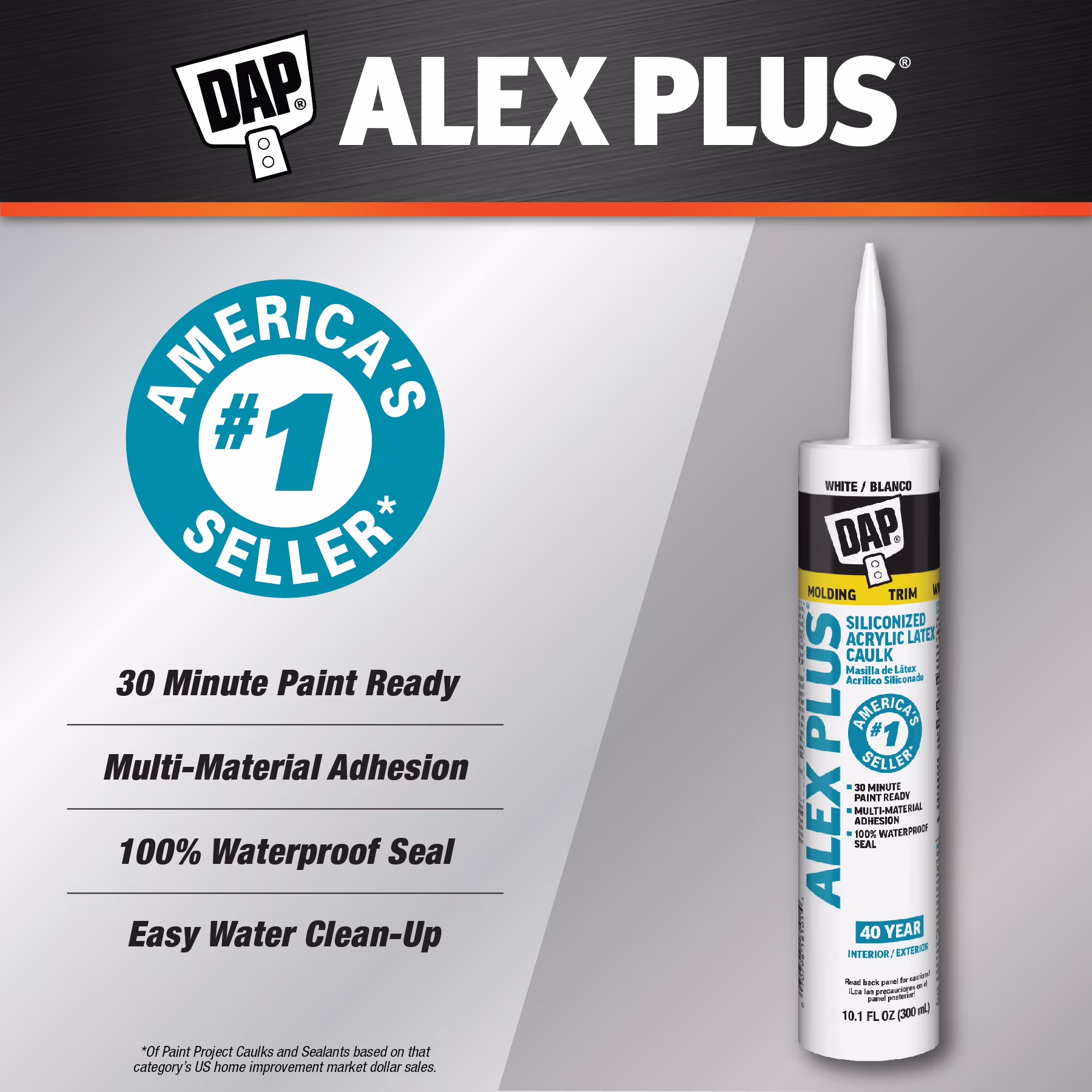 DAP Alex Plus 10.1 oz White All Purpose Acrylic Latex Caulk Plus Silicone