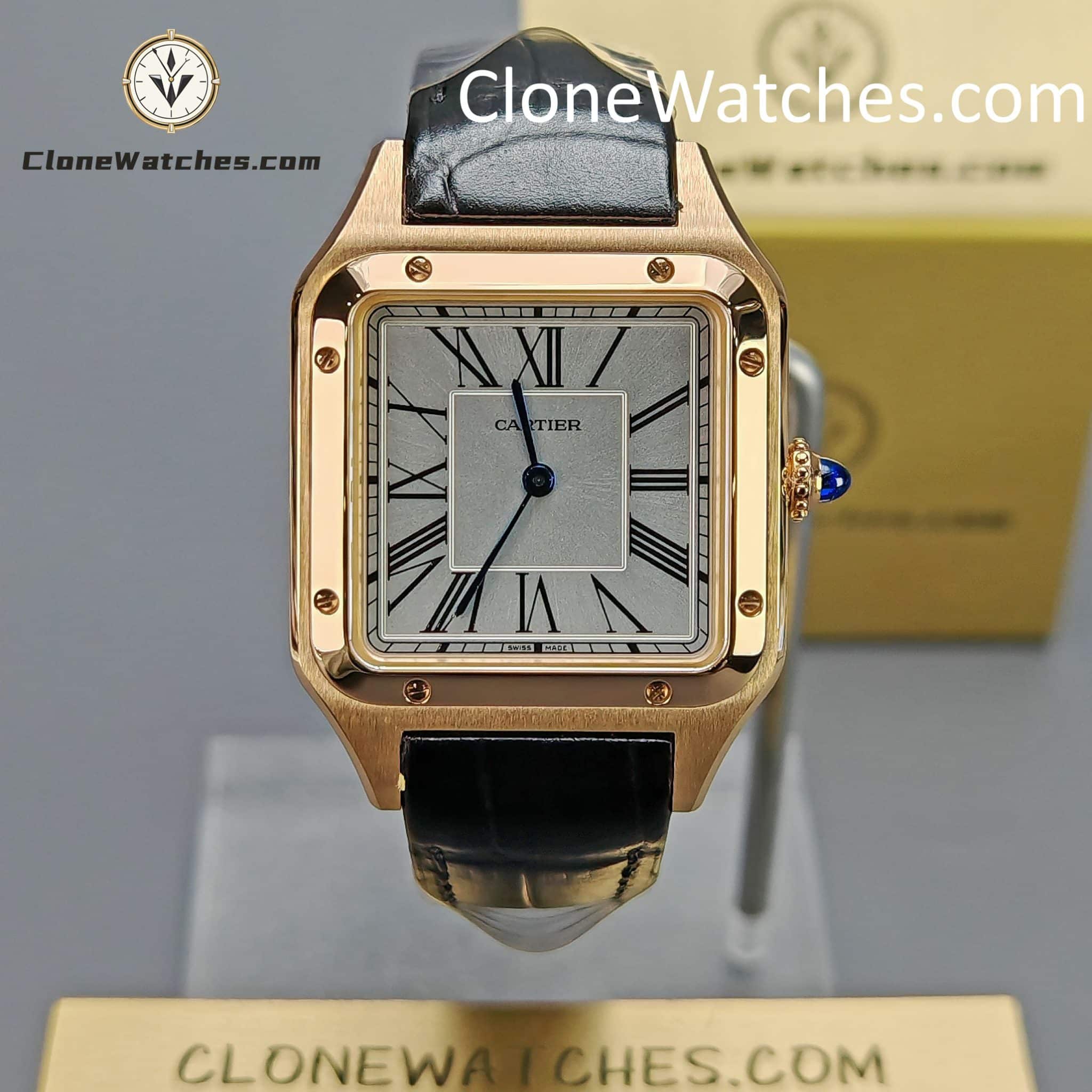 Cartier Super Clone Watches 1:1 Santos Series Silver Grey Dial 43.5*31.4mm WGSA0116