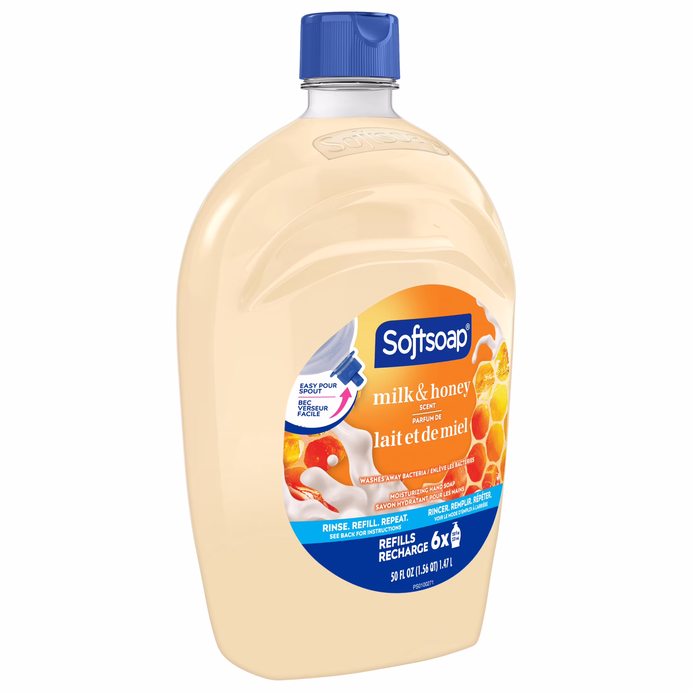 Softsoap Moisturizing Liquid Hand Soap with New Easy Pour Spout, Milk & Honey Scent, 50 fl oz Refill