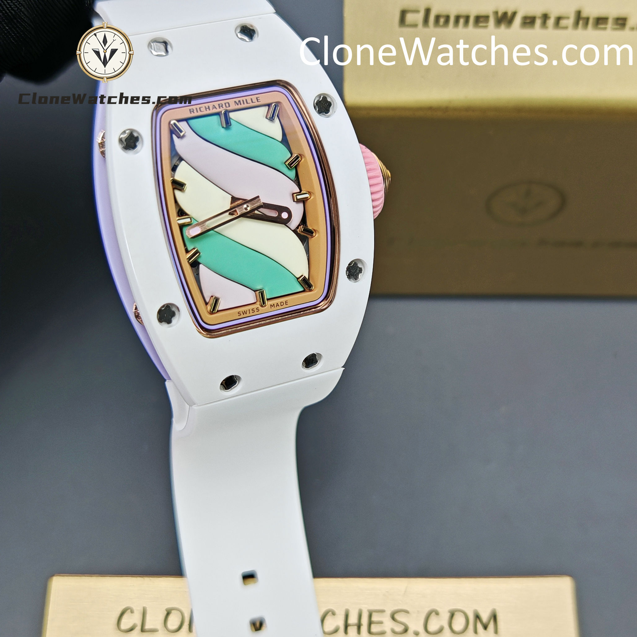 Richard Mille Super Clone Watches 1:1 RM 07-03 “Marshmallow” ATZ Ceramic/TZP White Strap