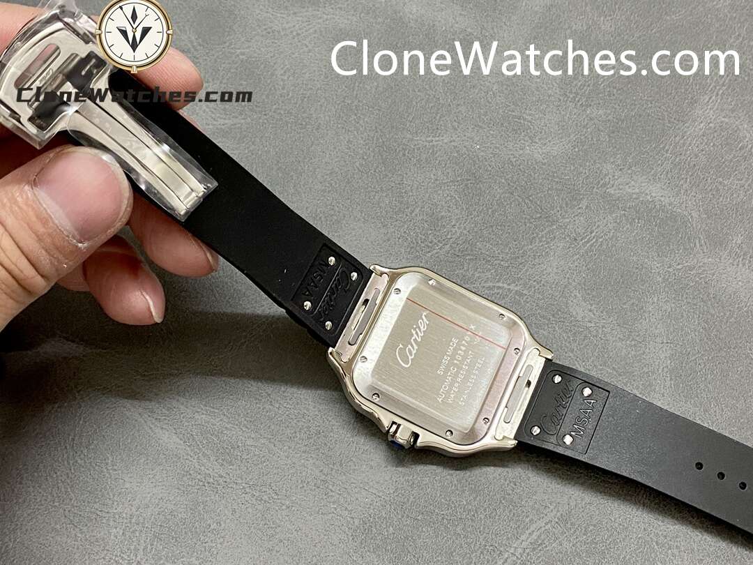 Cartier Super Clone Watches 1:1 Santos Series White Dial 18K gold plated 39.8MM W2SA0009 Rubber Strap