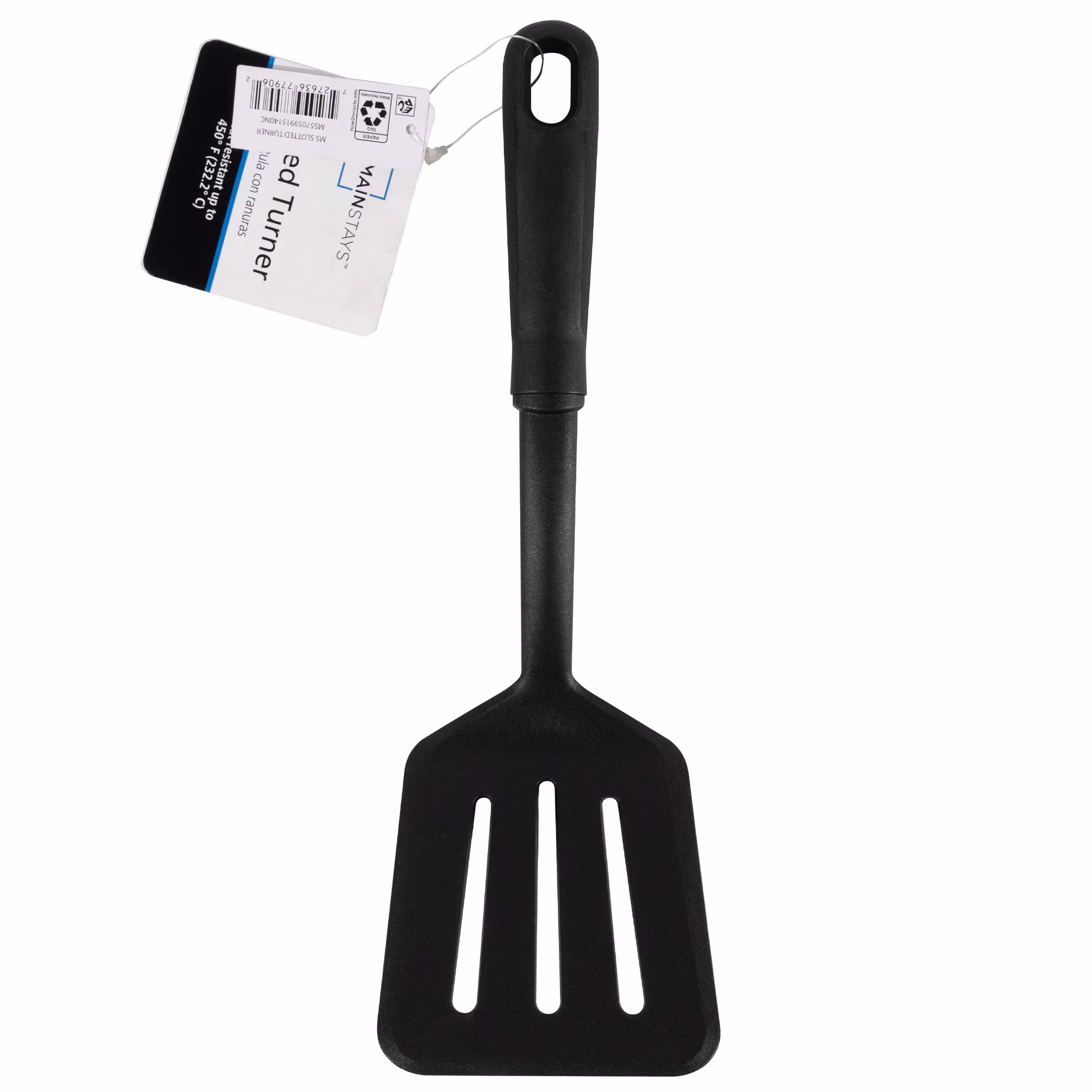 Mainstays 12.5-inch Nylon Slotted Turner with Comfort Grip Handle, Black