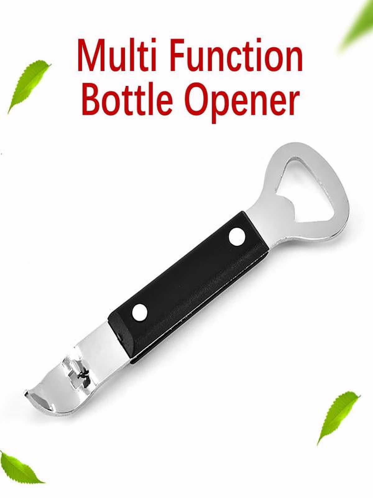 YOLOKE Can Opener Manual, Little Cook Stainless Steel Can Punch Bottle Opener, Multifunctional Can and Beer Opener, Dishwasher Safe(Black)