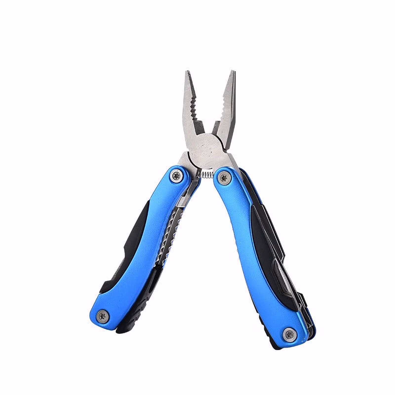 Multifunctional Foldable Mini Pliers, Outdoor Portable Combination Tool, Camping and Survival Multi Tool, Aluminum and Steel Construction with Multiple Attachments, for Hiking, Emergency, Blue