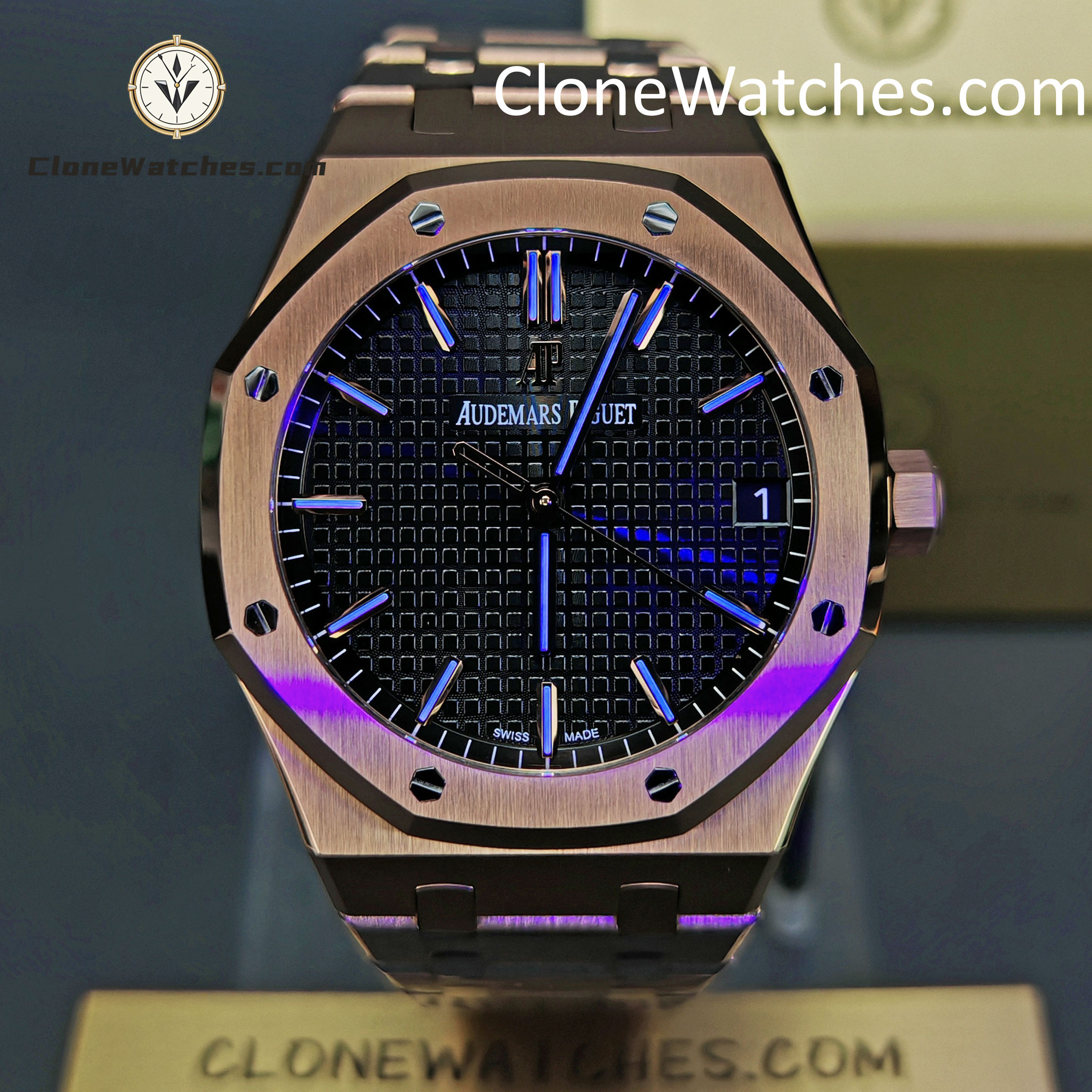 Audemars Piguet Super Clone Watches 1:1 Royal Oak Rose Gold 15500 Black Dial