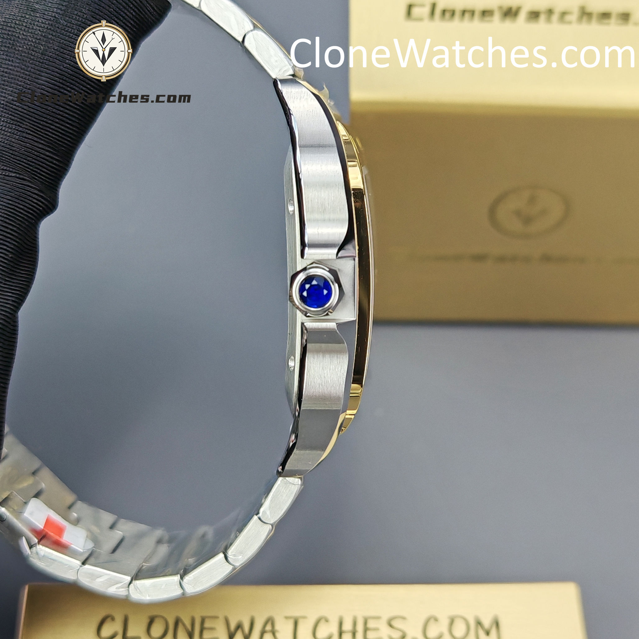 Cartier Super Clone Watches 1:1 Santos Series White Dial 18K gold plated 39.8MM W2SA0009 Steel Strap