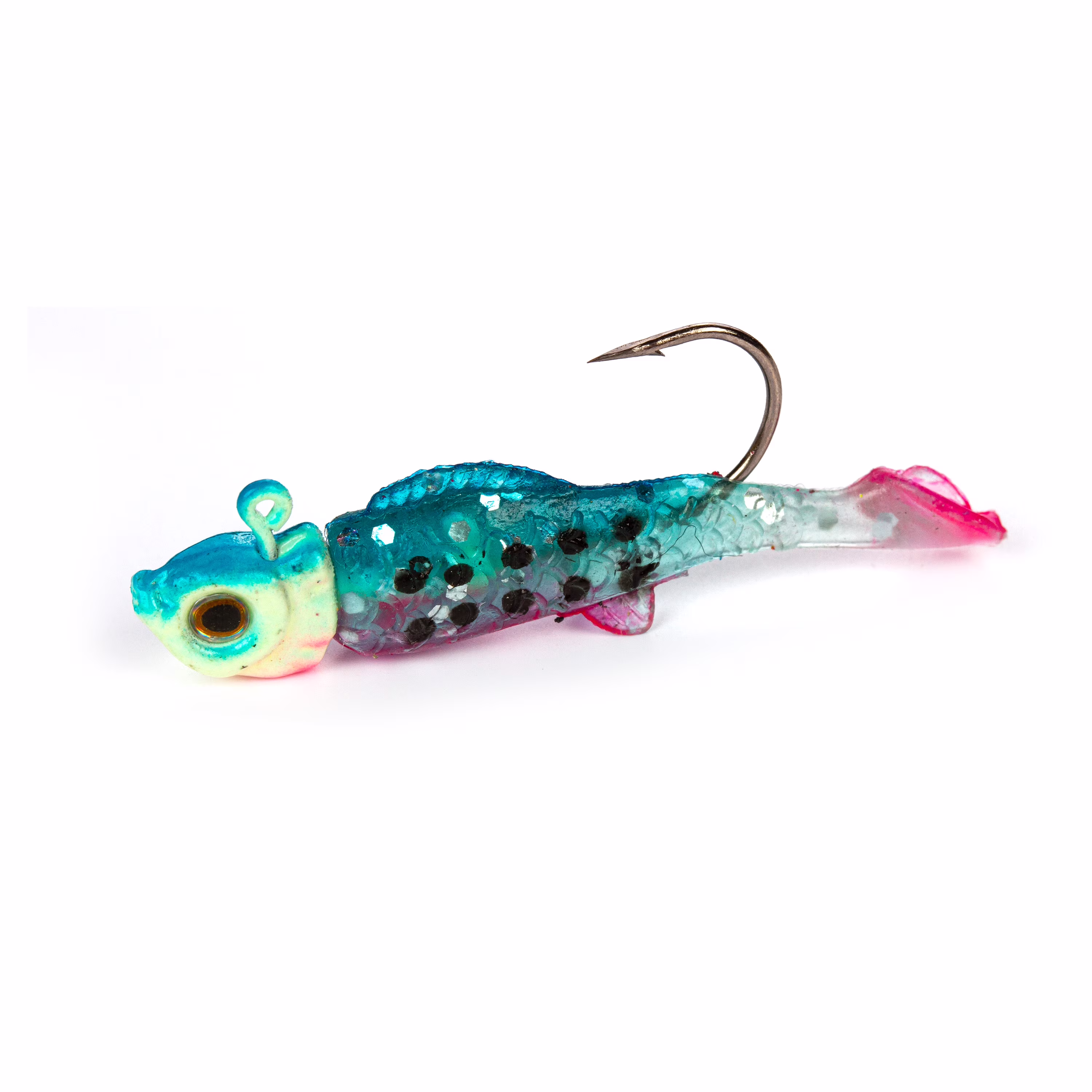 (2 pack) Ozark Trail 1/8 oz Freshwater Rigged Panfish Minnow Fishing Lure, Blue & Pink, 2-Pack