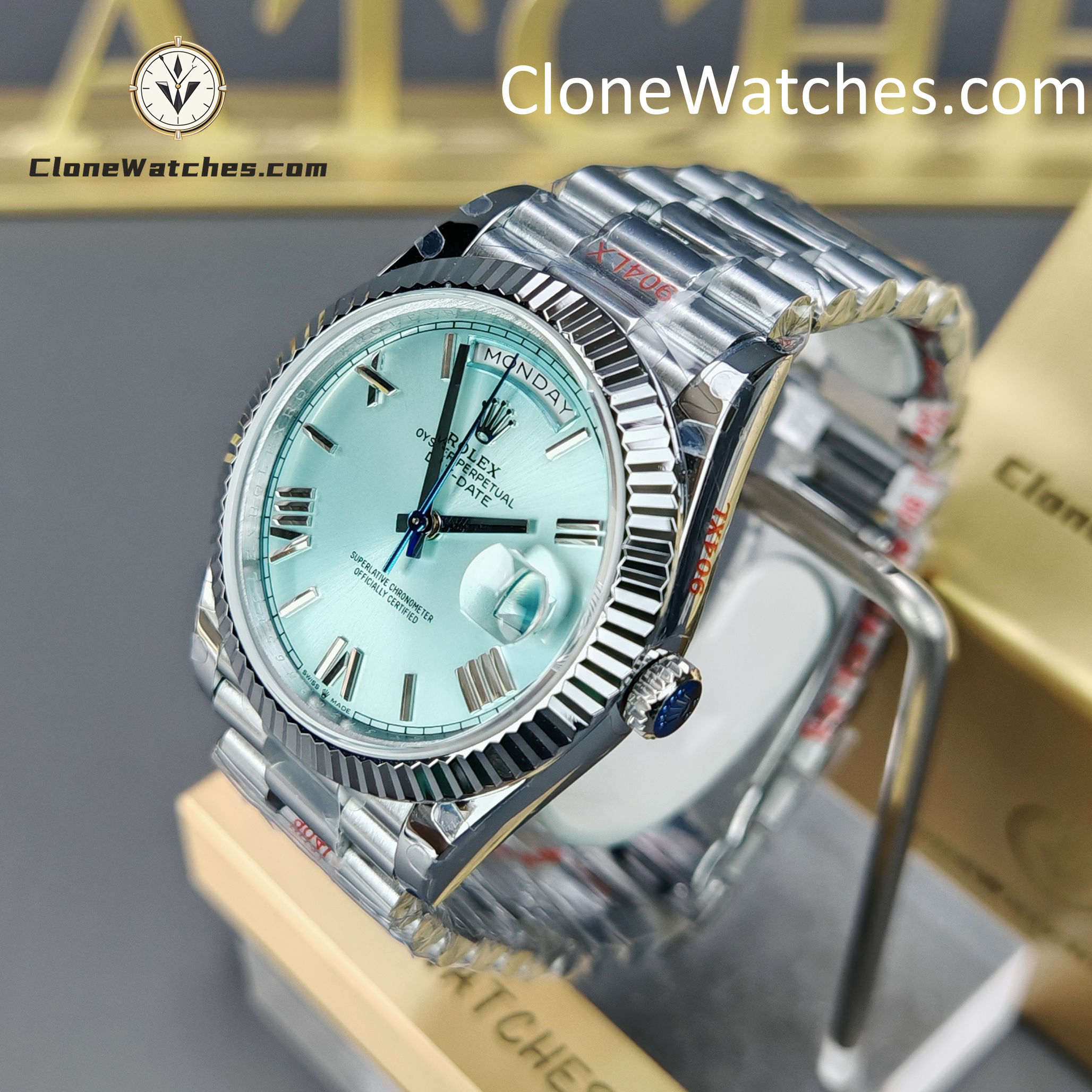 Rolex Super Clone Watches 1:1 Day Date Ice Blue Dial 40mm M228236-0012 3255 Movement