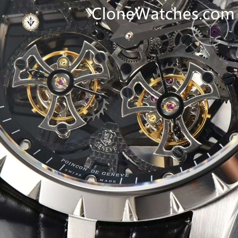 Roger Dubuis Super Clone Watches 1:1 Excalibur Skeleton Double Flying Tourbillon RDDBEX0396 45MM