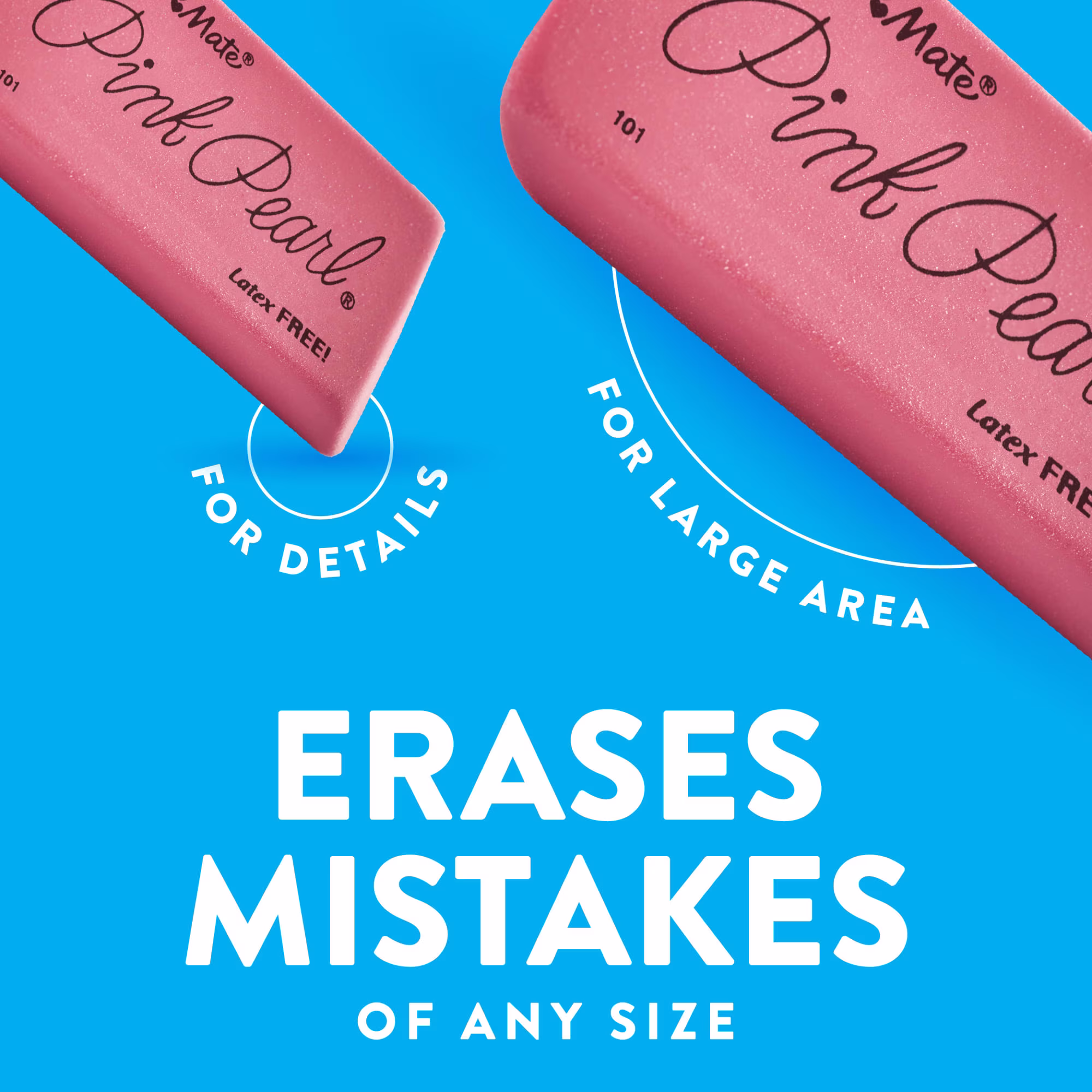 Paper Mate Pink Pearl Erasers, Large, 3 Count