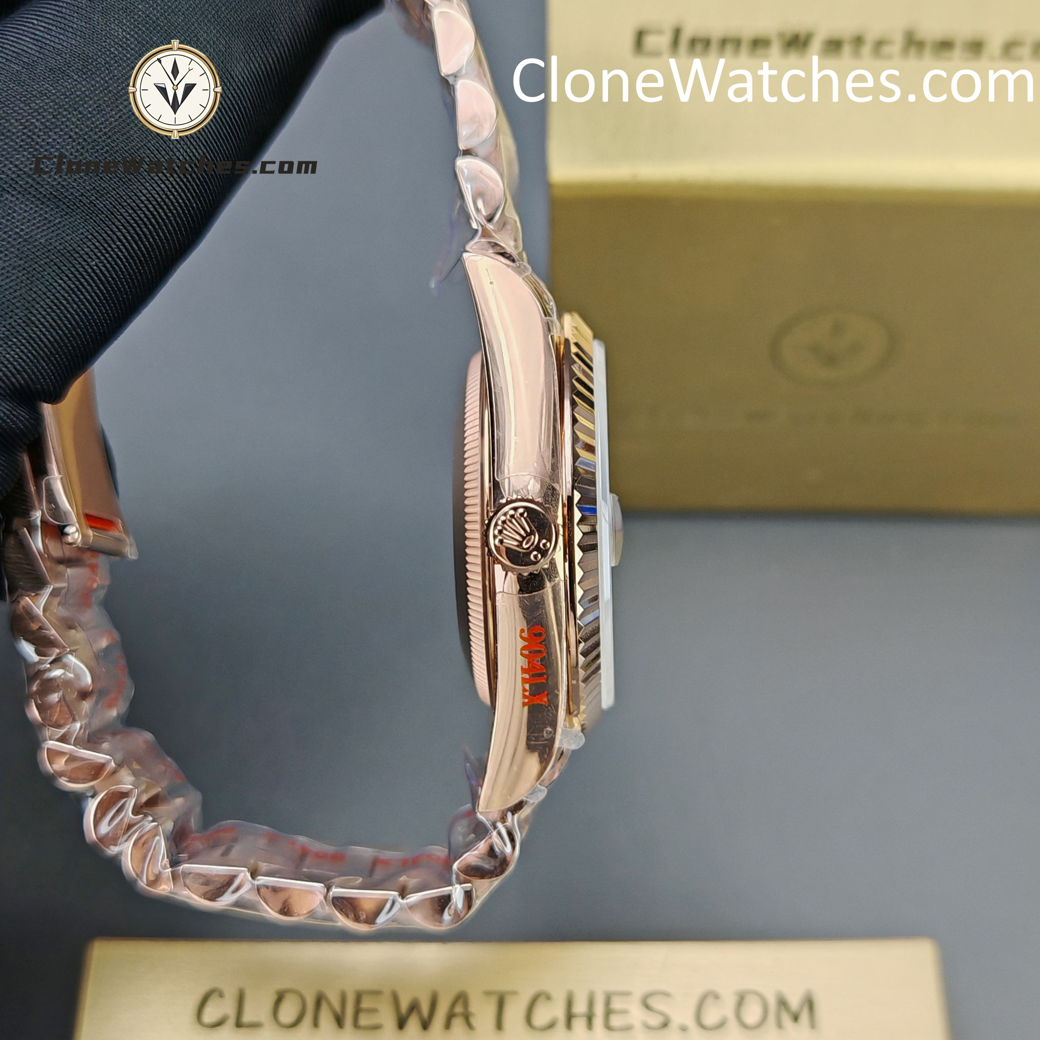 Rolex Super Clone Watches 1:1 Day Date Rose Gold Brown Roman Dial 36mm m128235-0075 3255 Movement