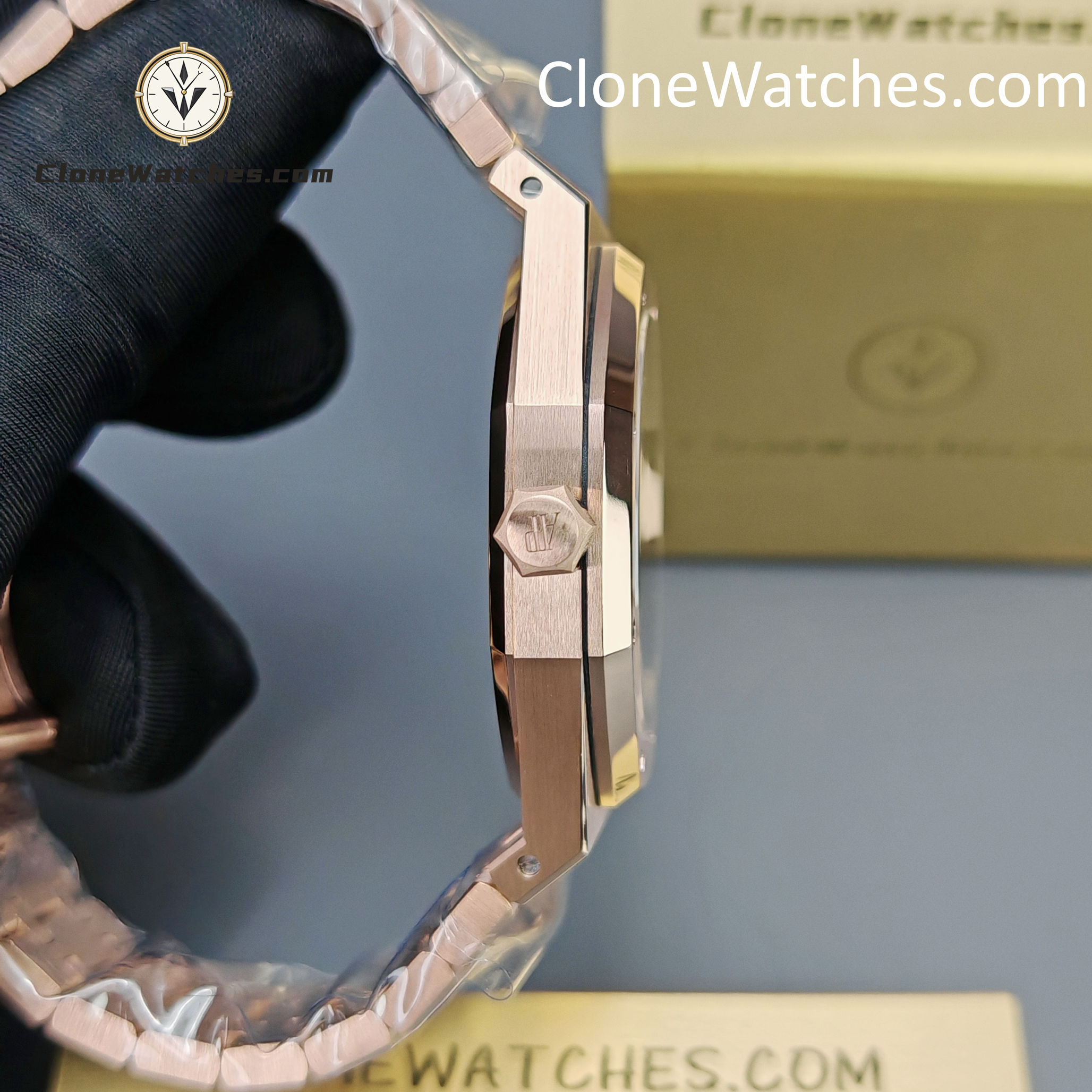 Audemars Piguet Super Clone Watches 1:1 Royal Oak Rose Gold 15400 Black Dial
