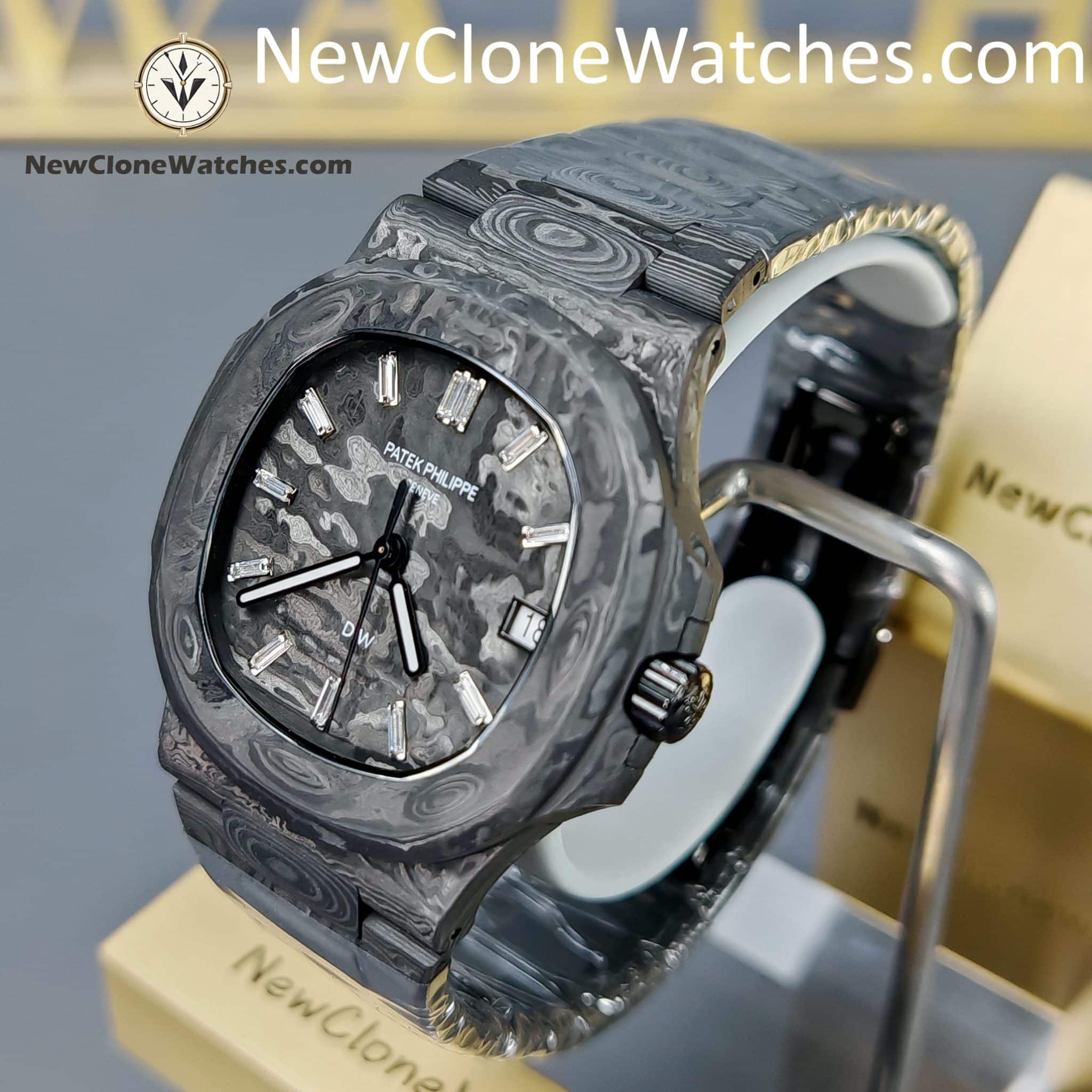 Modified Super Clone Watches 1:1 DiW Patek Philippe Nautilus 5711 Carbon Dial On Carbon Bracelet