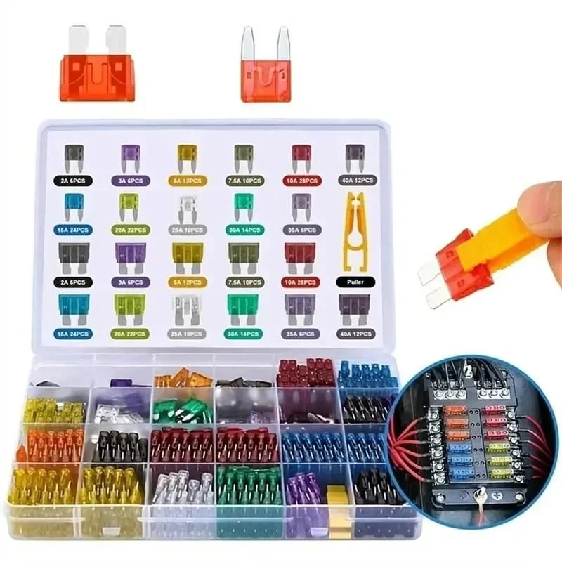 🔧 300Pcs Car Fuse Kit – Standard & Mini Blade Fuses with Puller (2A–40A)