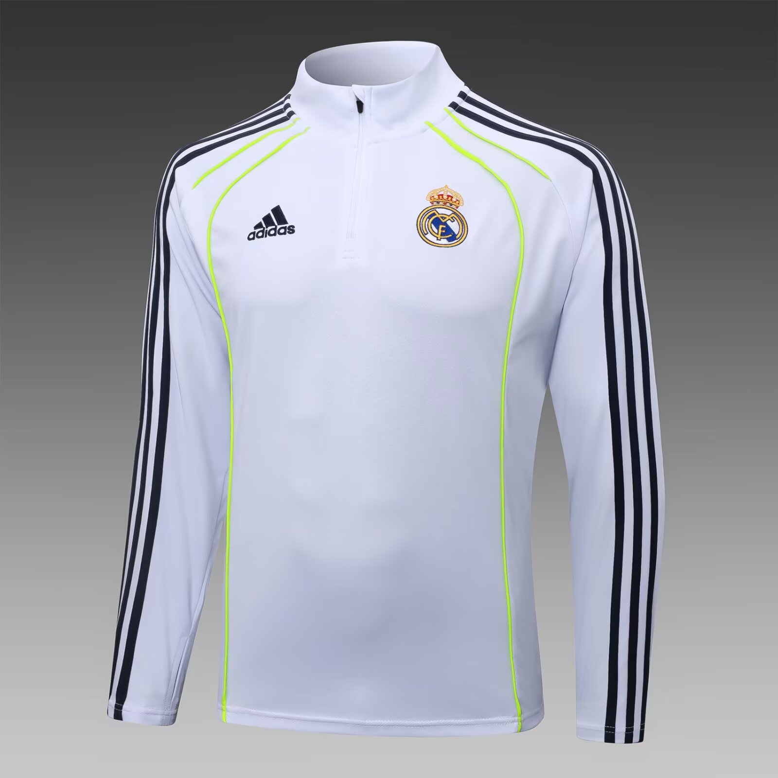 2025/26 Real Madrid White Retro Half-Zip Training Jersey