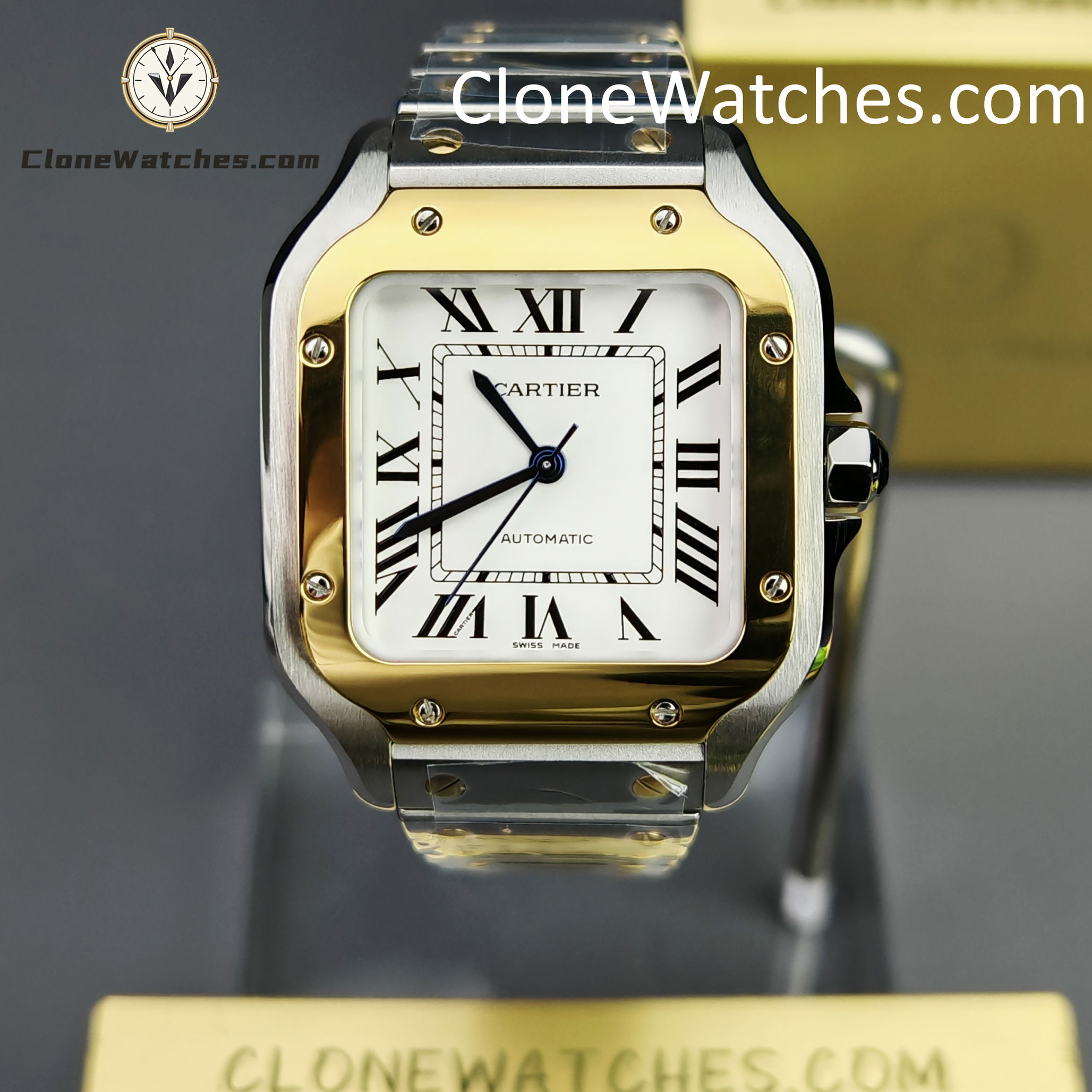 Cartier Super Clone Watches 1:1 Santos Series White Dial 18K gold plated 35.1MM W2SA0016
