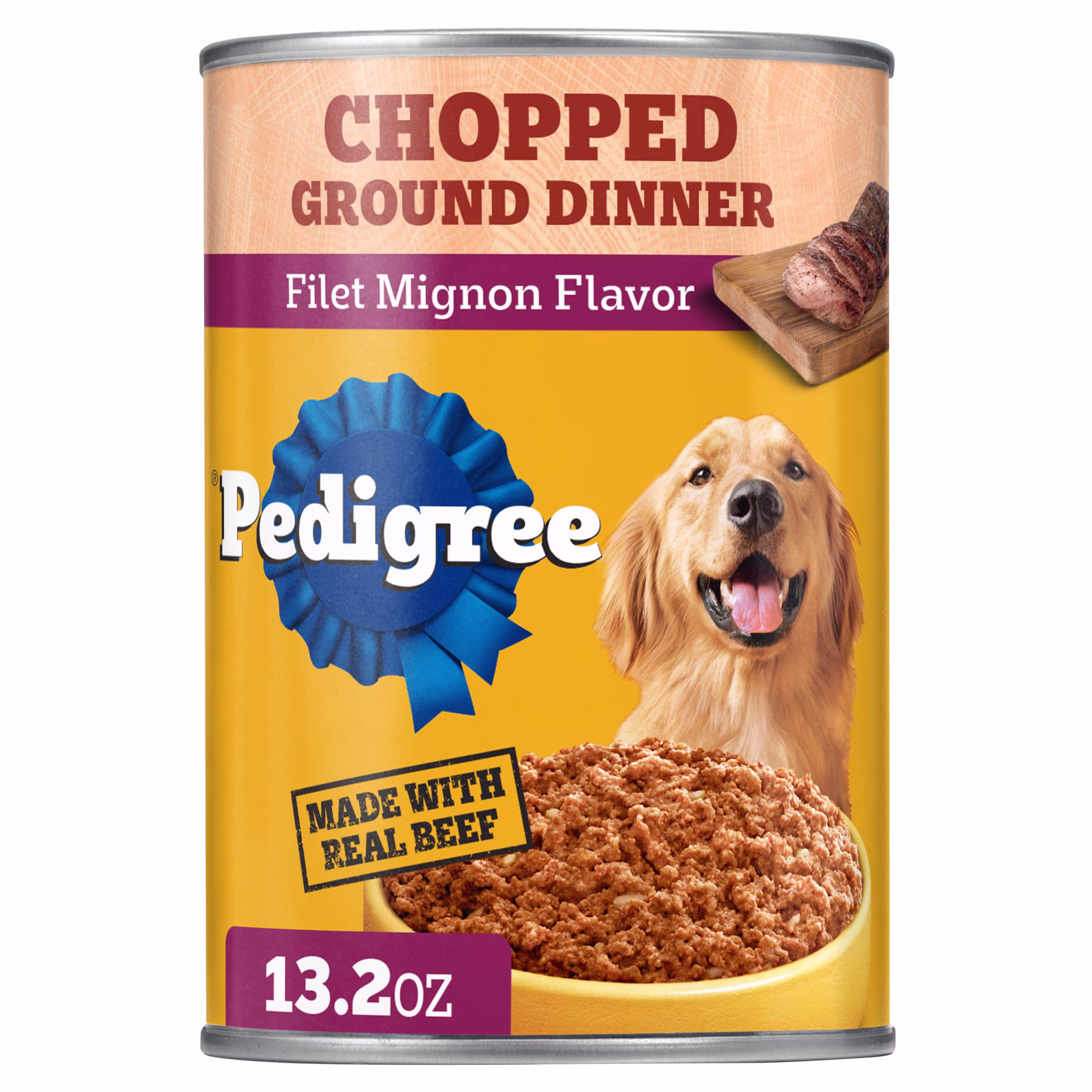 (6 pack) Pedigree Chopped Ground Dinner Filet Mignon Flavor Adult Wet Dog Food, 13.2 oz Can