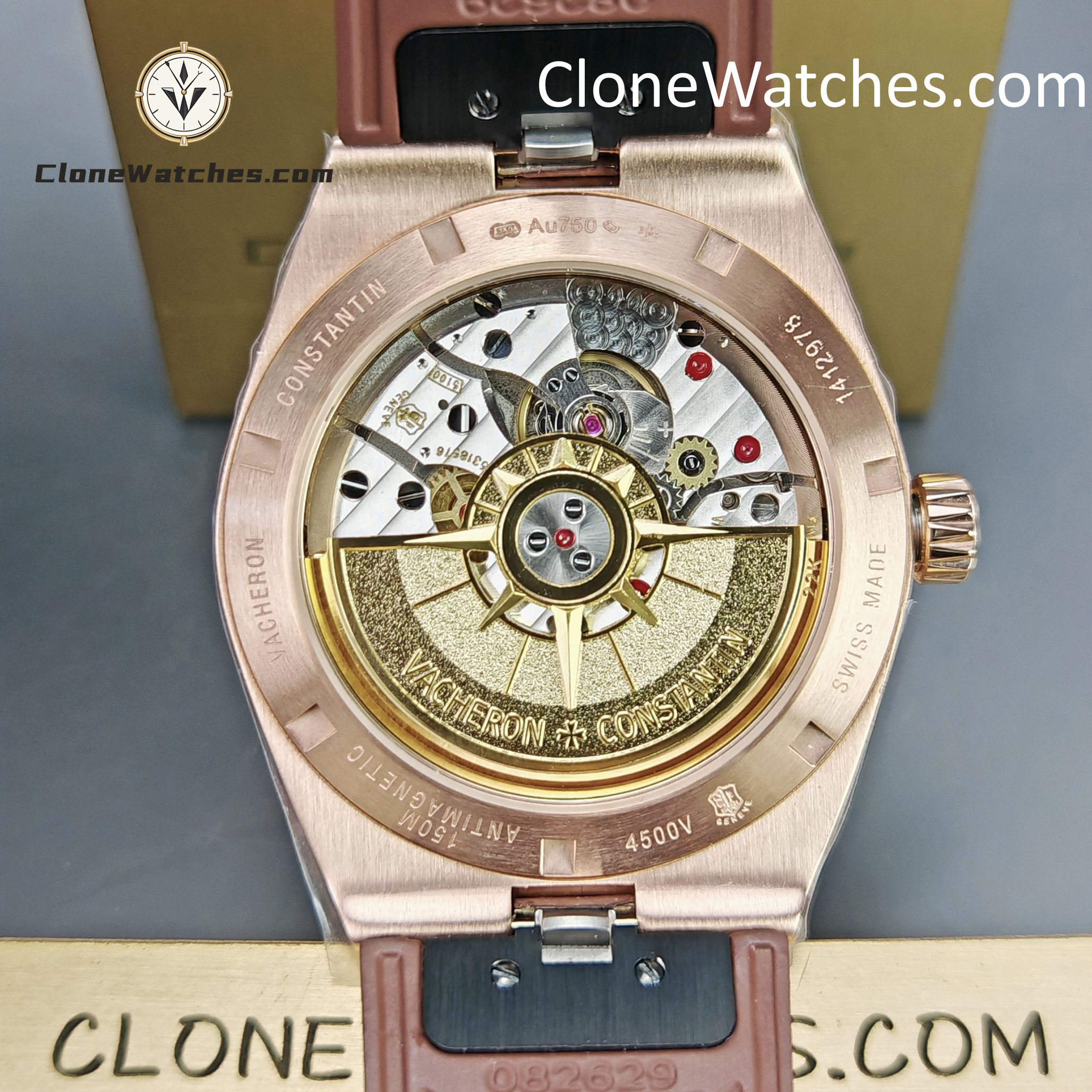Vacheron Constantin Super Clone Watches 1:1 Overseas Rose Gold 4500V/000R-B127 White Dial