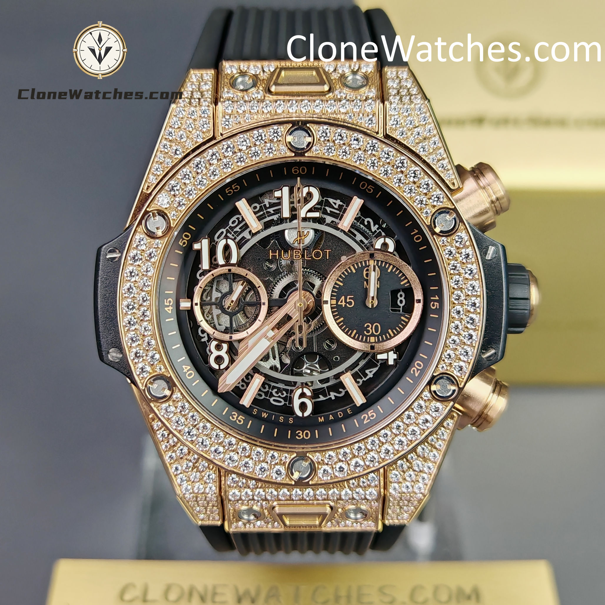 Hublot Super Clone Watches 1:1 Big Bang Unico King Gold Pavé 42 mm 441.OX.1181.RX.1704