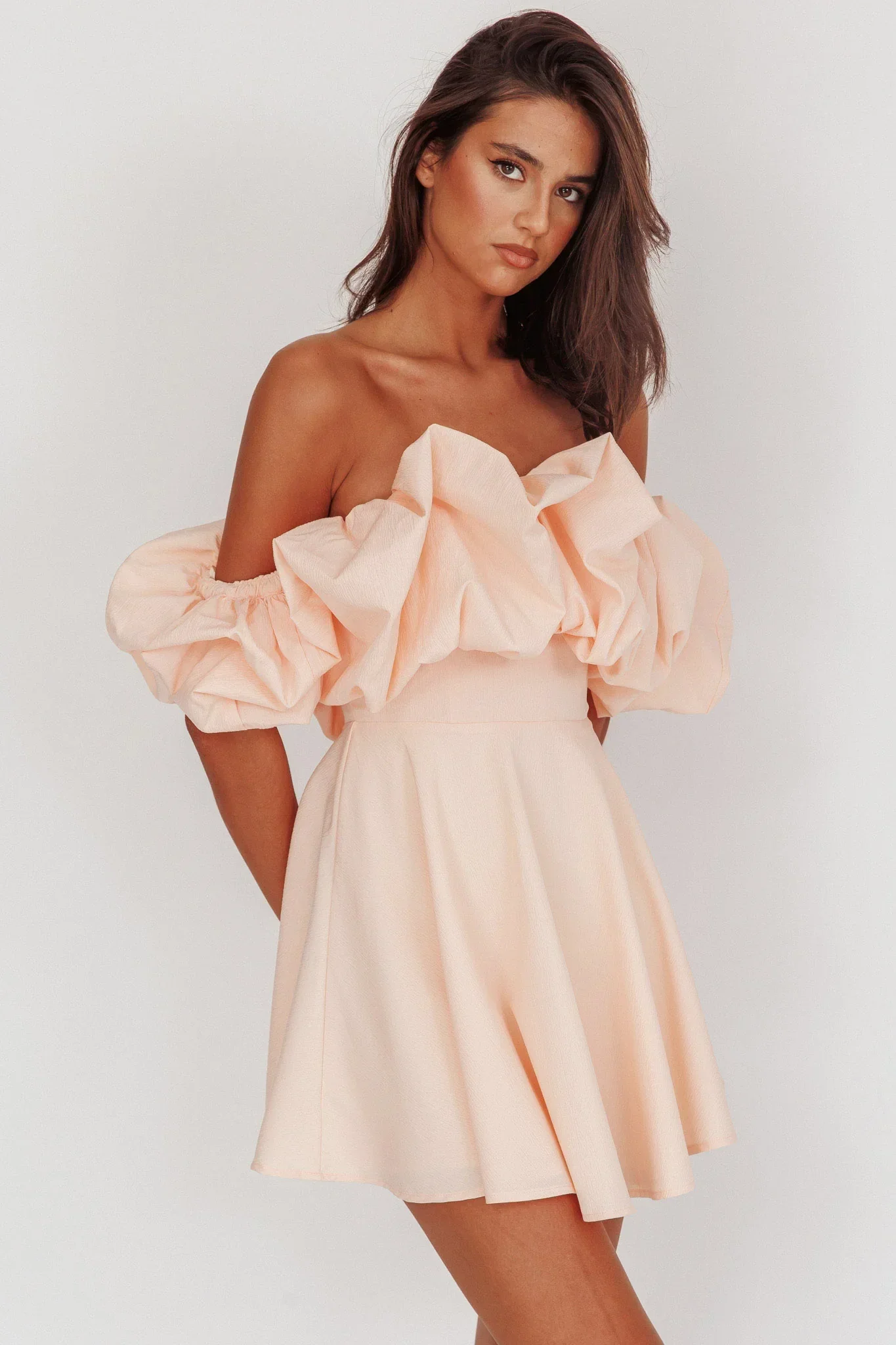 Kailynn Off-Shoulder A-Line Mini Dress Blush
