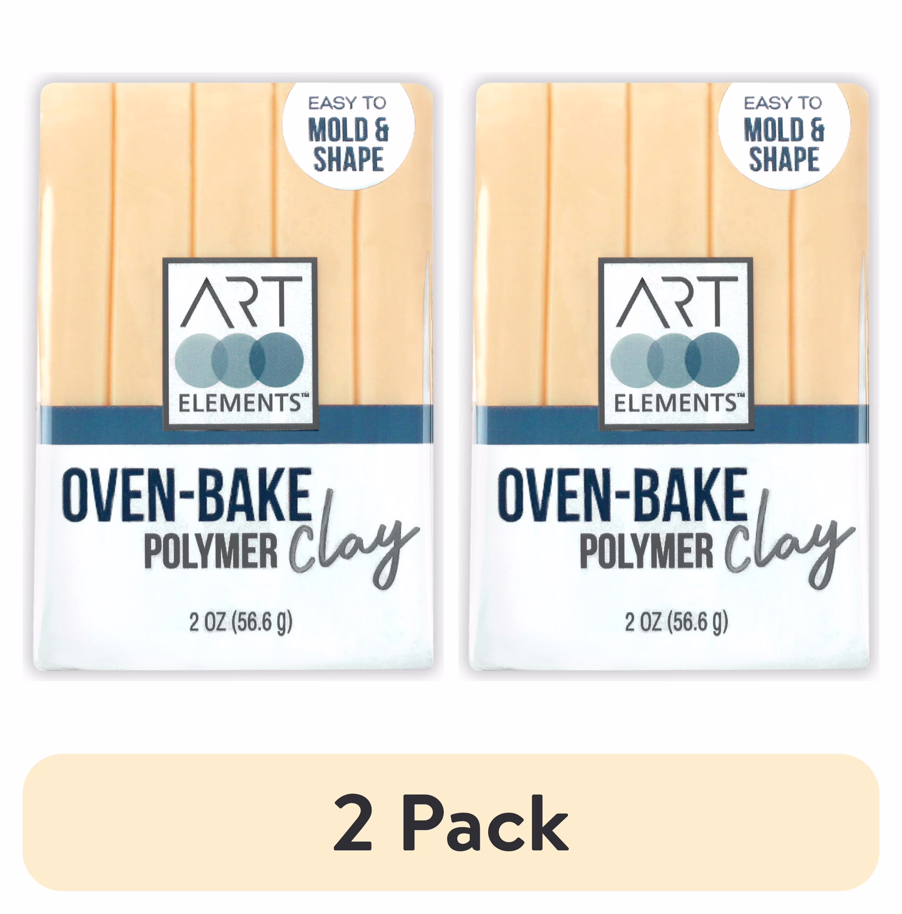 (2 pack) ArtSkills - Art Elements Oven Bake Polymer Clay, 2oz, Bisque