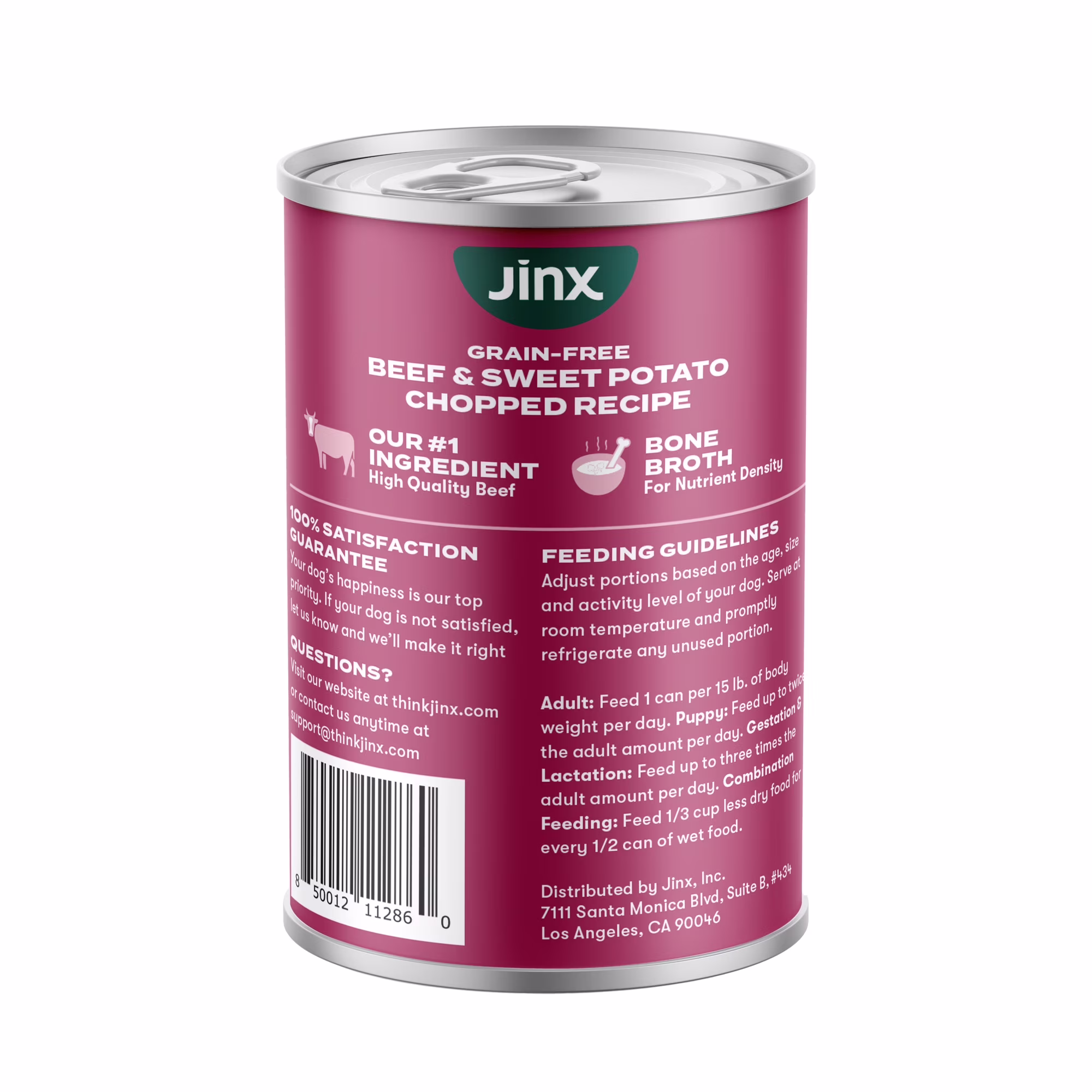 (4 pack) Jinx Chopped Beef Recipe Natural Wet Dog Food, Grain-Free, 13 oz Can