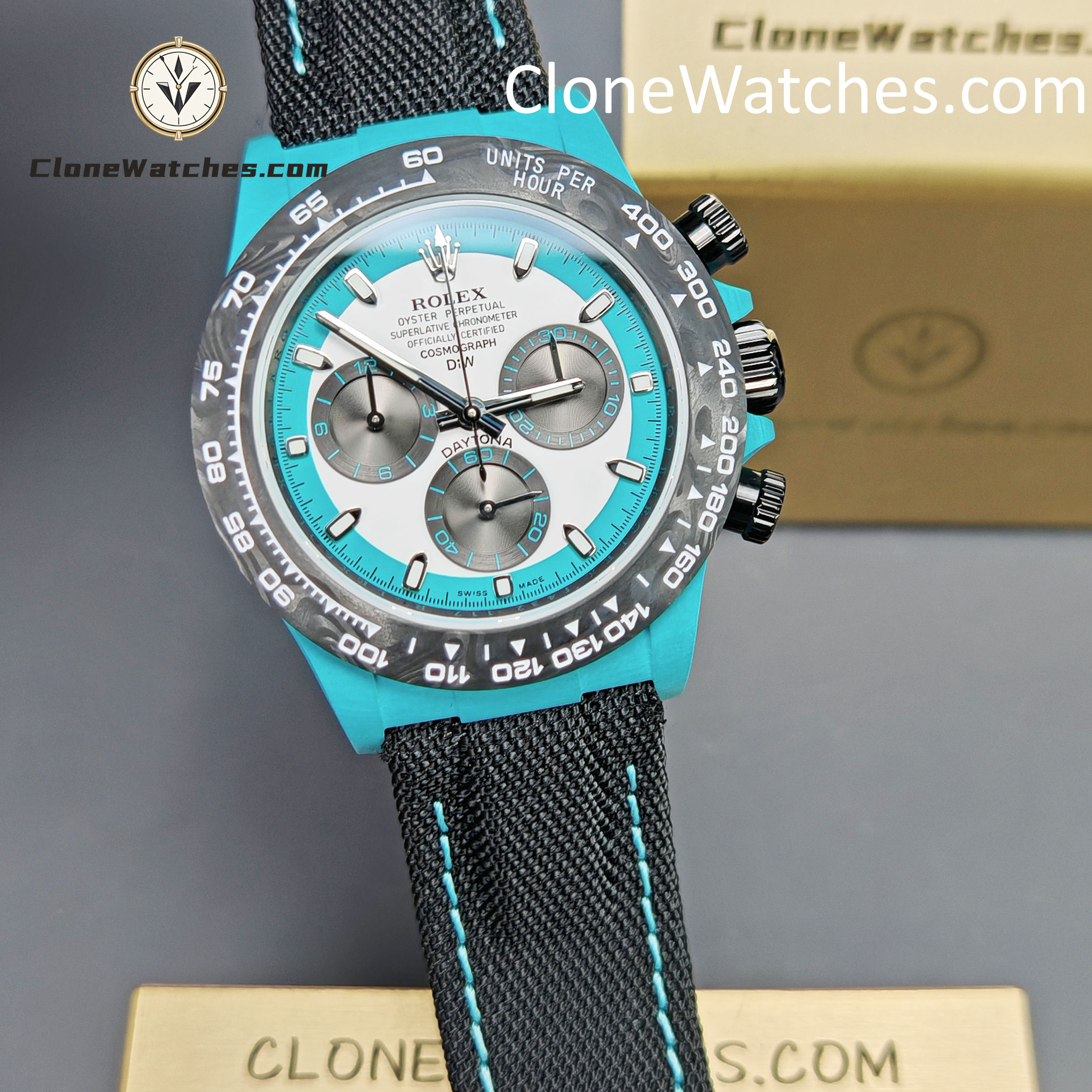Modified Super Clone Watches 1:1 DiW Rolex Daytona Quartz Fiber CELESTE INVERT