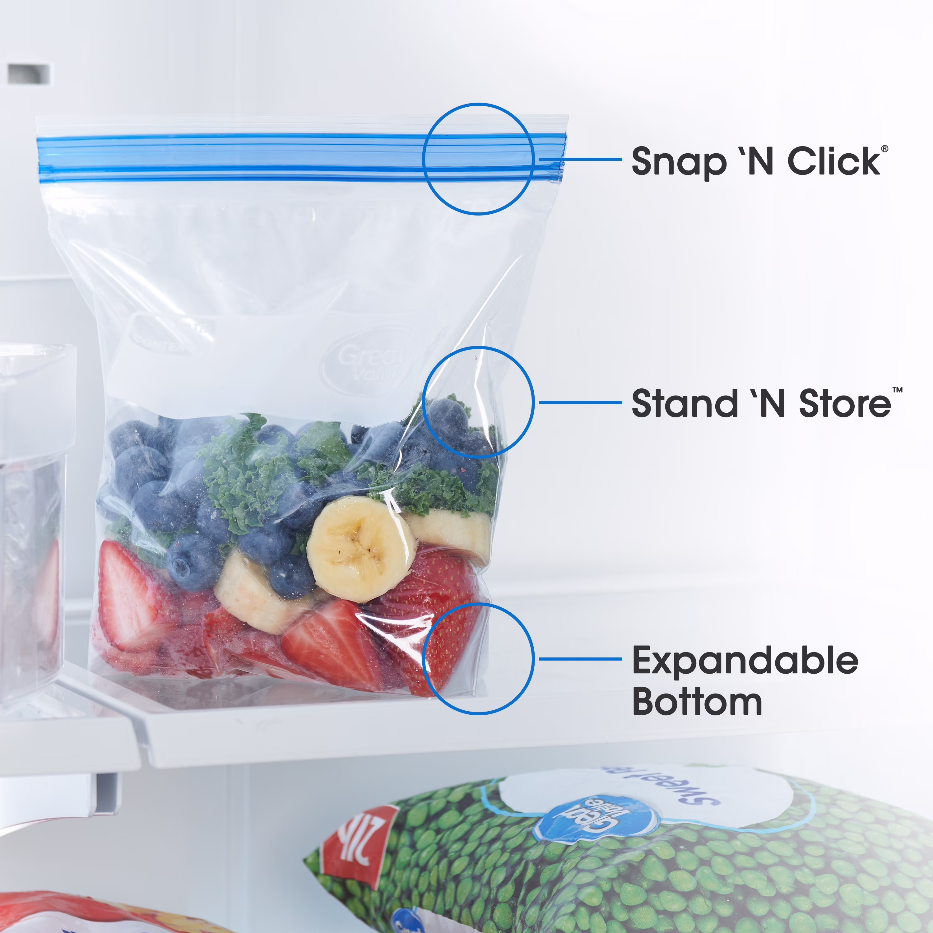 Great Value Freezer Guard Double Zipper Quart Freezer Bag, 25 Count