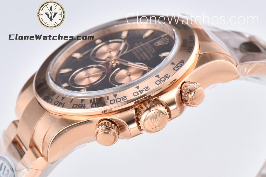 Rolex Super Clone Watches 1:1 Daytona 18K Rose Gold Black Dial M116505-78595 4130 Movement