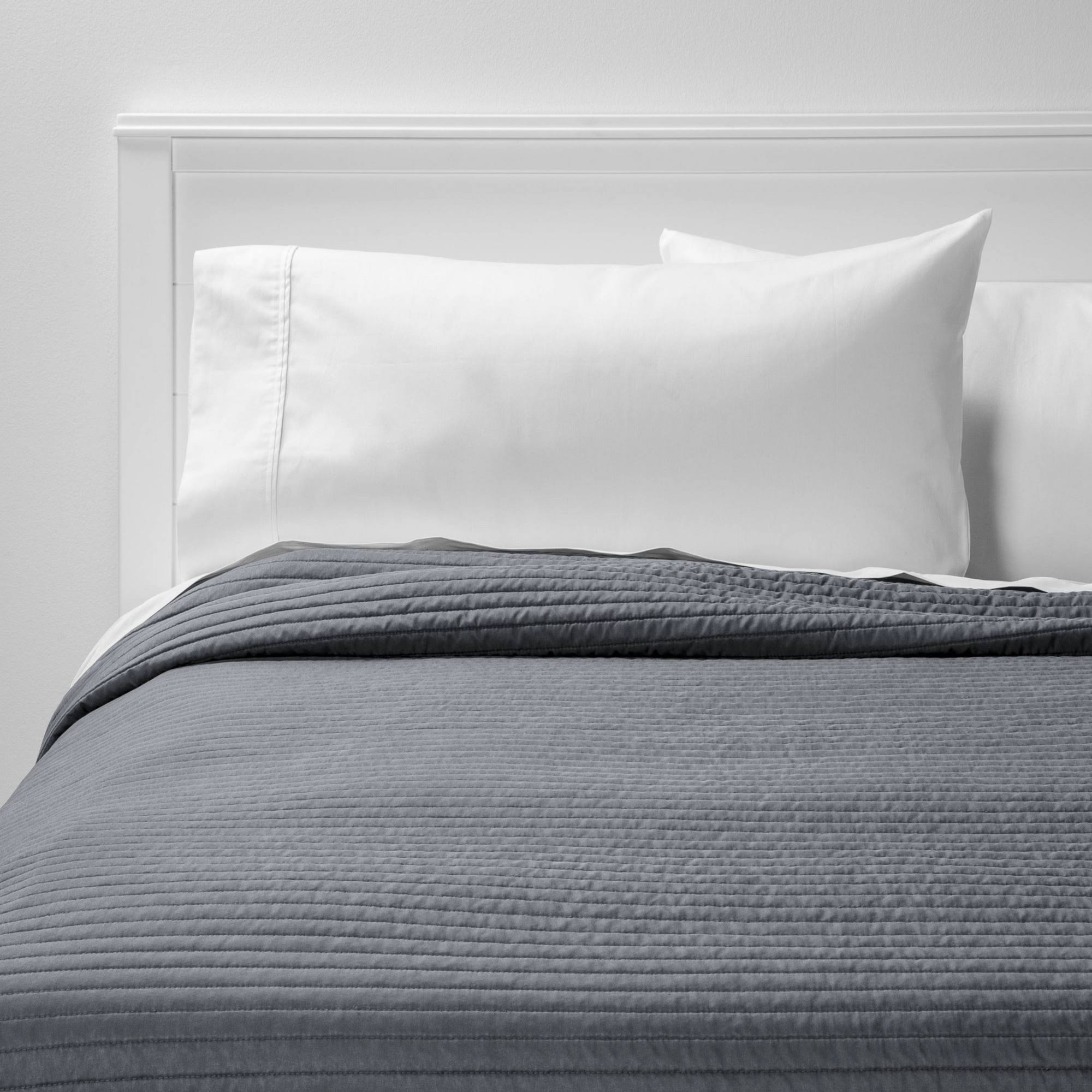 Full/Queen Garment Washed Microfiber Quilt Charcoal - Room Essentials
